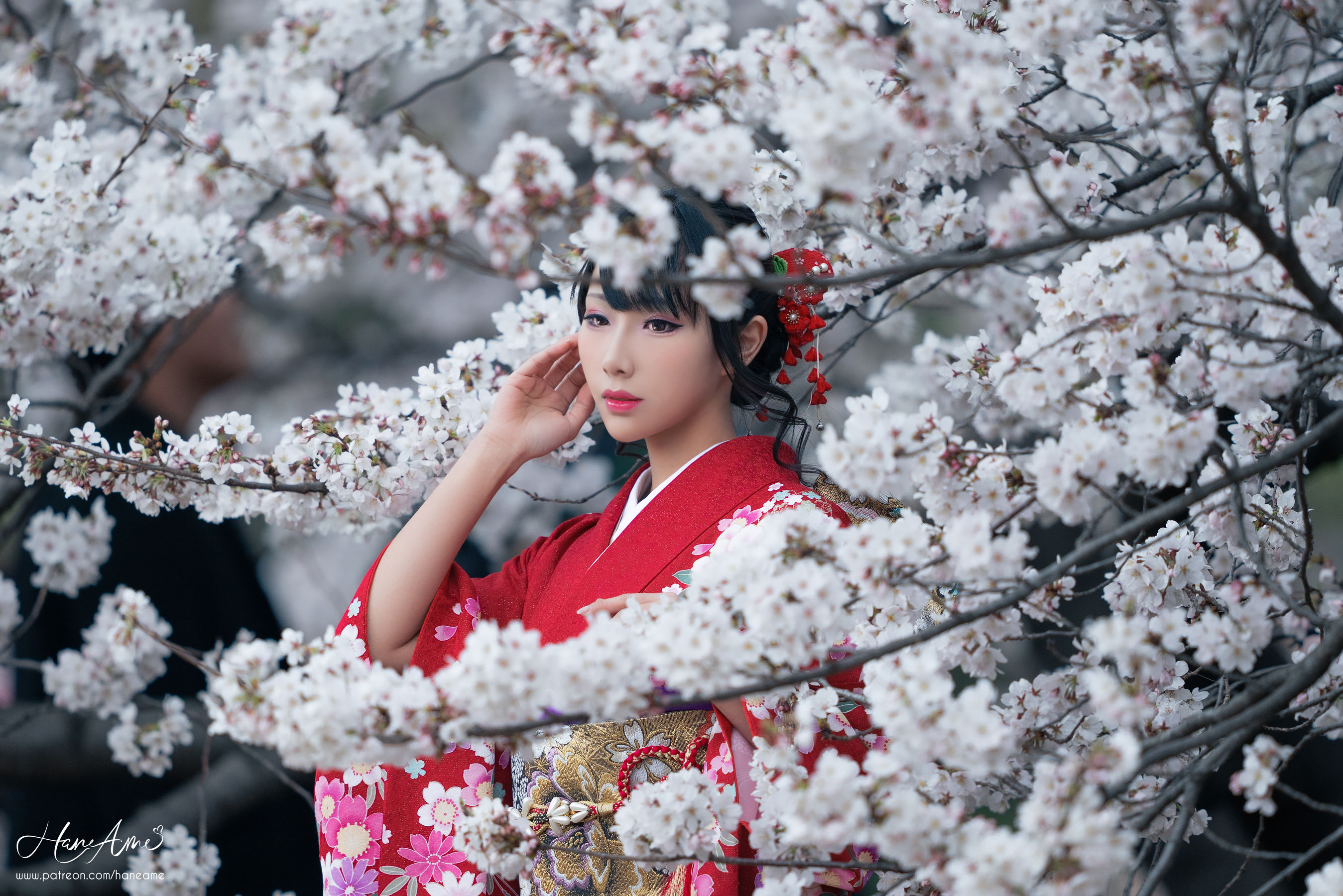 [COS福利] Hane Ame 雨波 - 赤紅和服第5张