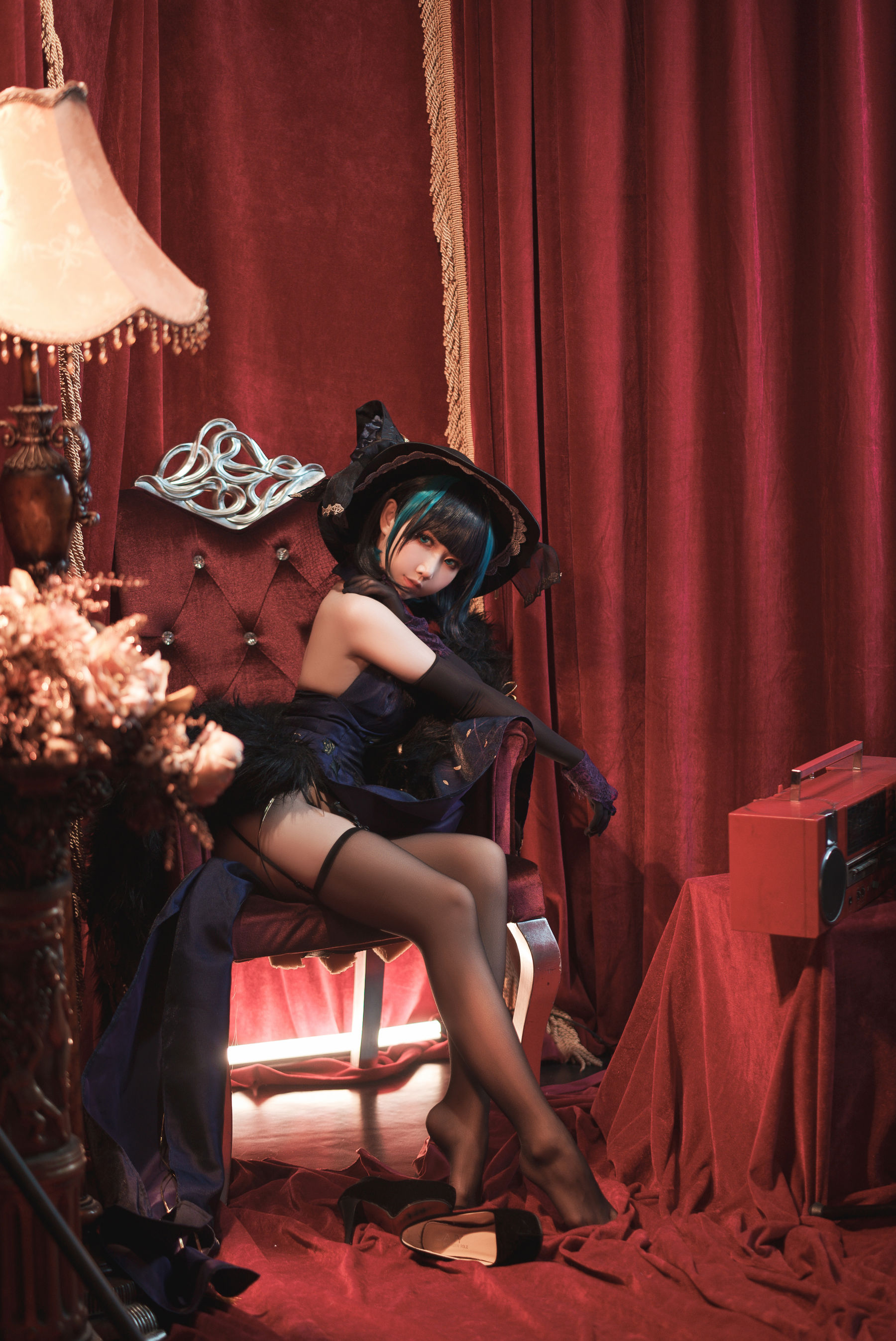 [福利COS] 可爱人气Coser面饼仙儿 - 柴郡旗袍第4张