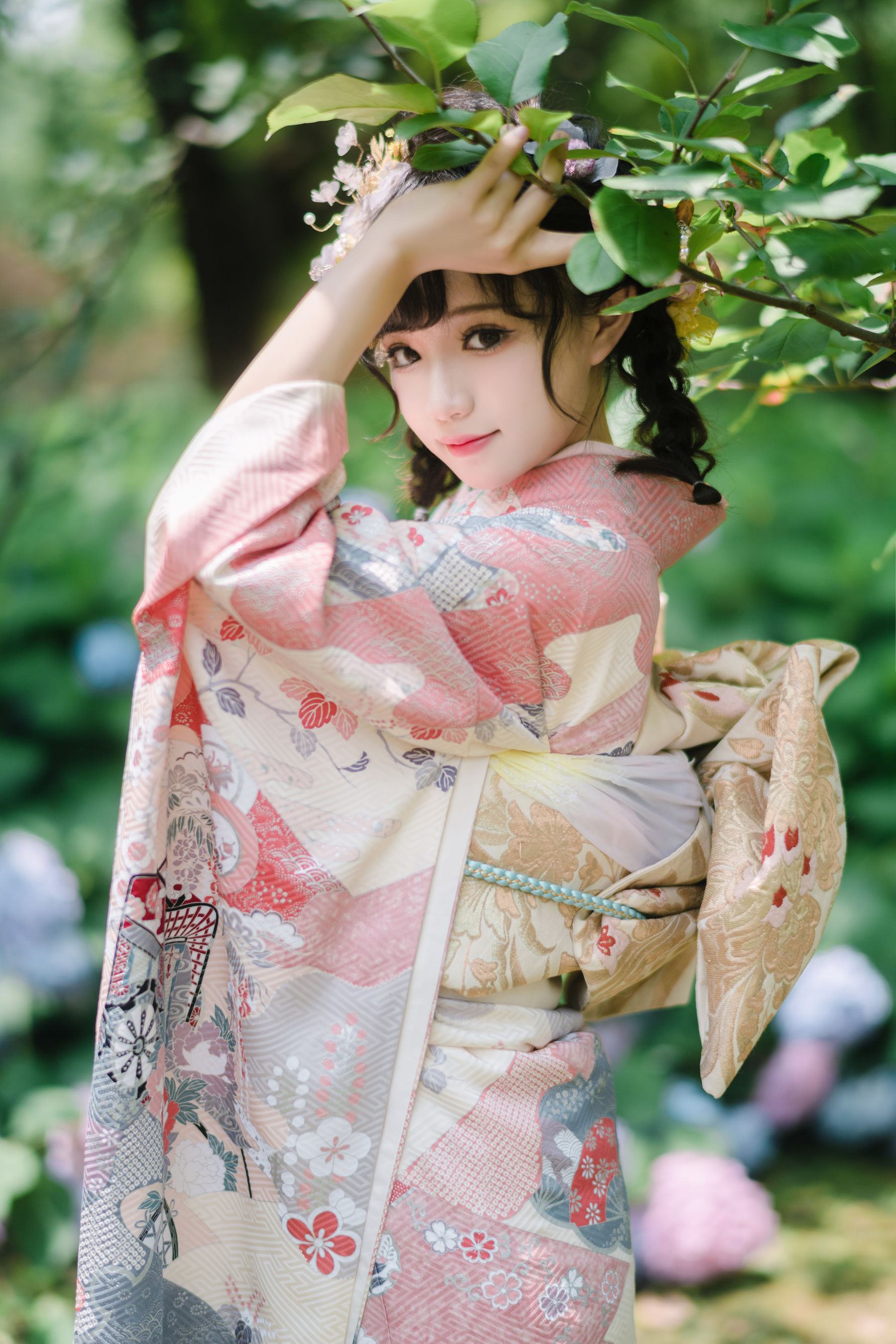 [福利COS] 花柒Hana - 绣球花和服第5张