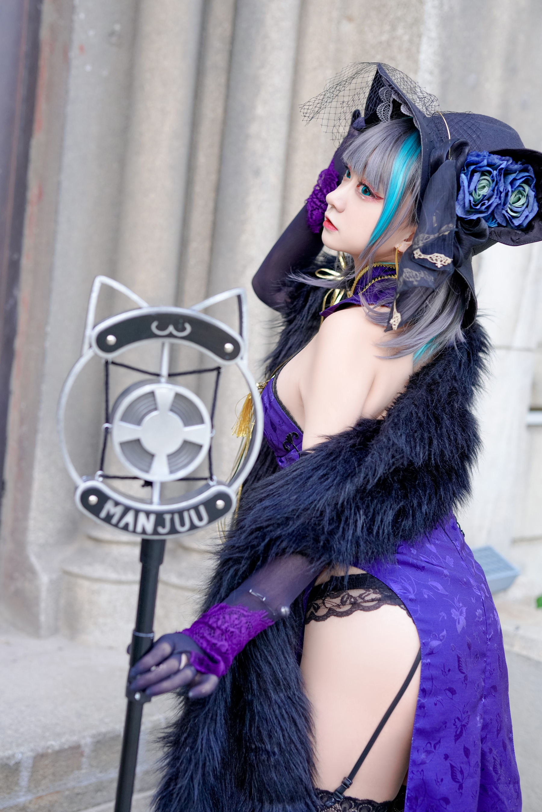 [网红COS] 动漫博主恩田直幸 - 柴郡旗袍第9张