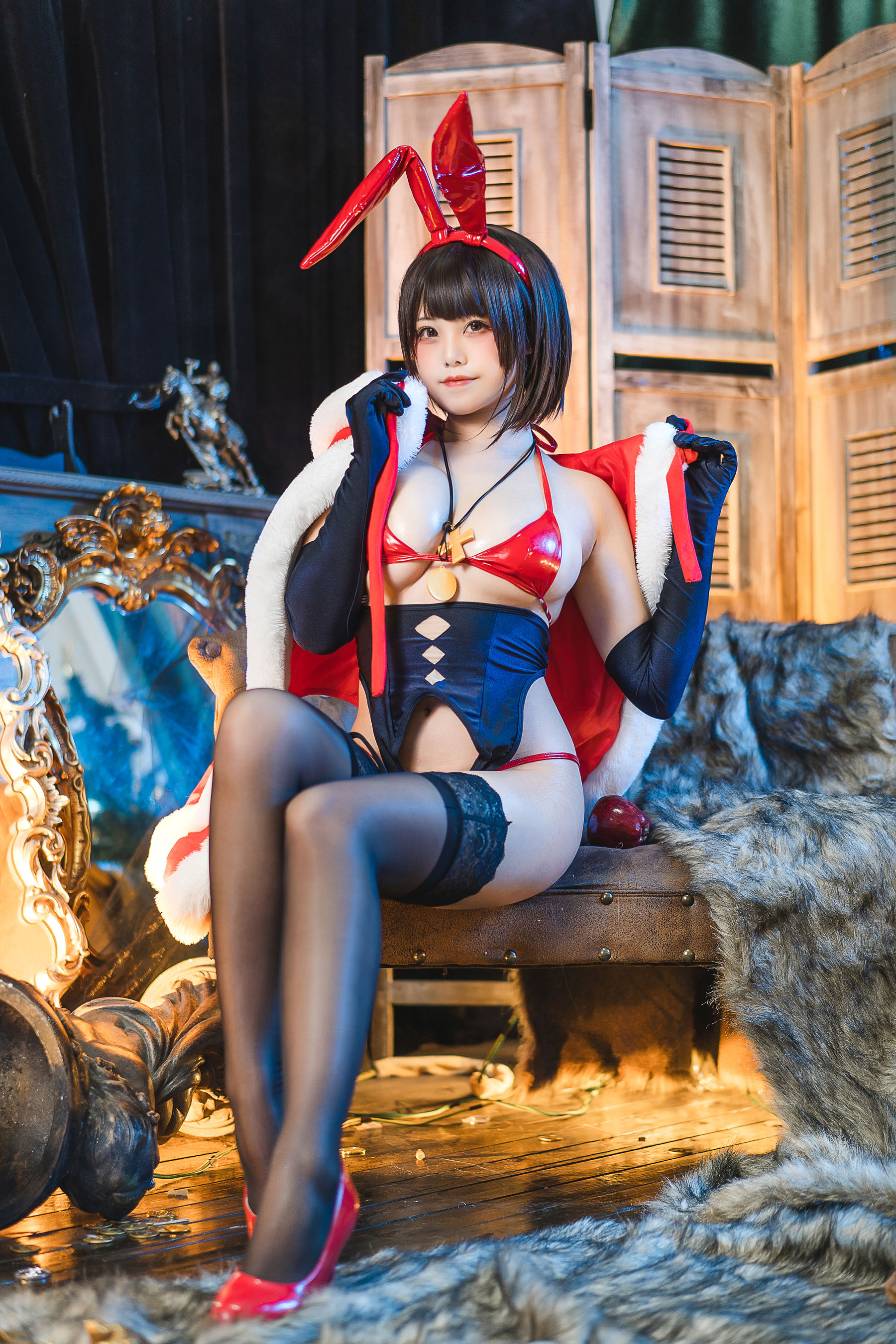 [网红COS] 萌系小姐姐蜜汁猫裘 - 魔太郎圣诞第8张