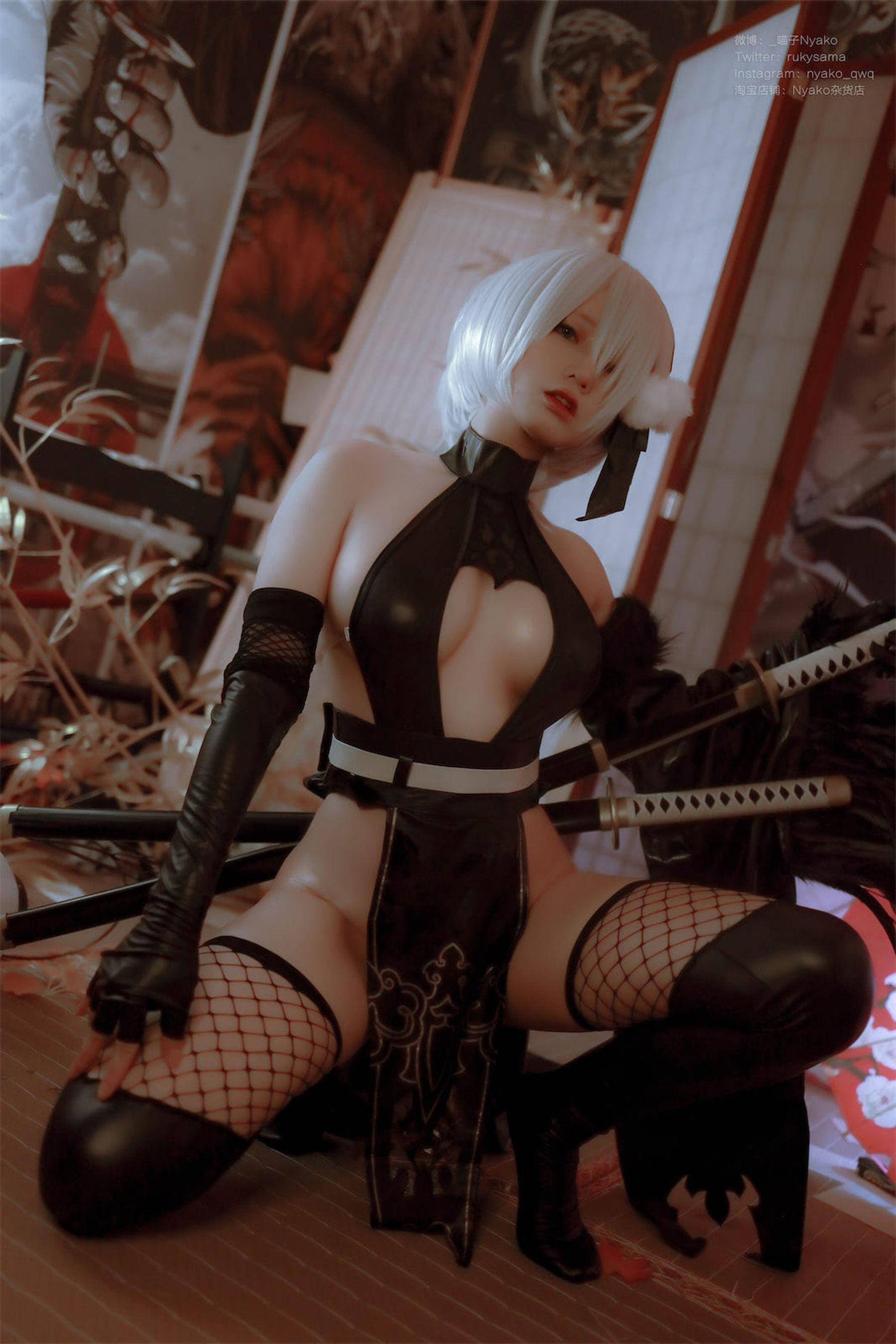 [福利COS] 萌妹子Nyako喵子 - 2B同人旗袍第1张