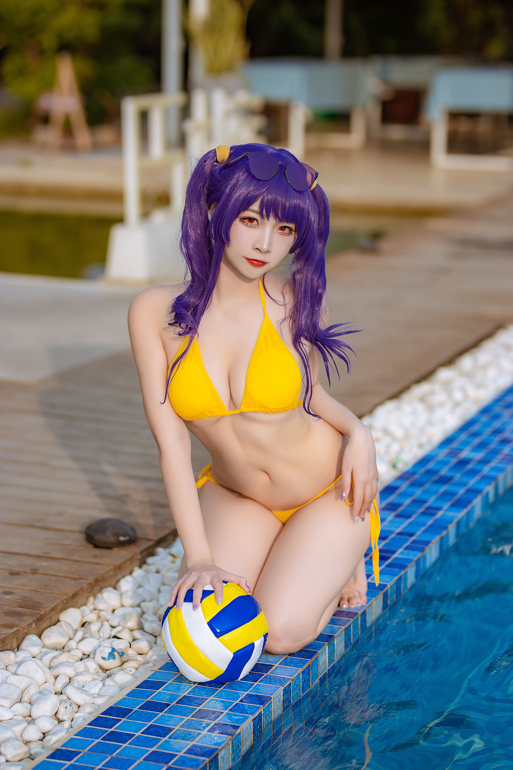 [福利COS] 人气Coser二佐Nisa - 碧蓝 波拉泳装第1张