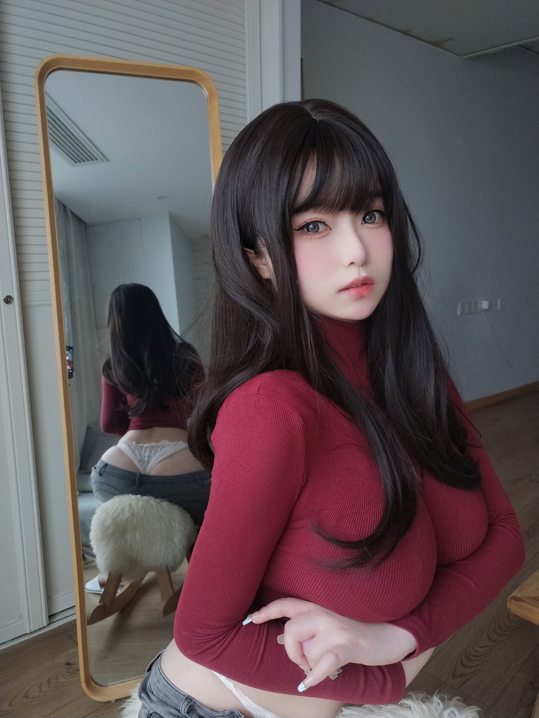 [福利COS] 女主K - 红色毛衣的丰满妹妹第15张