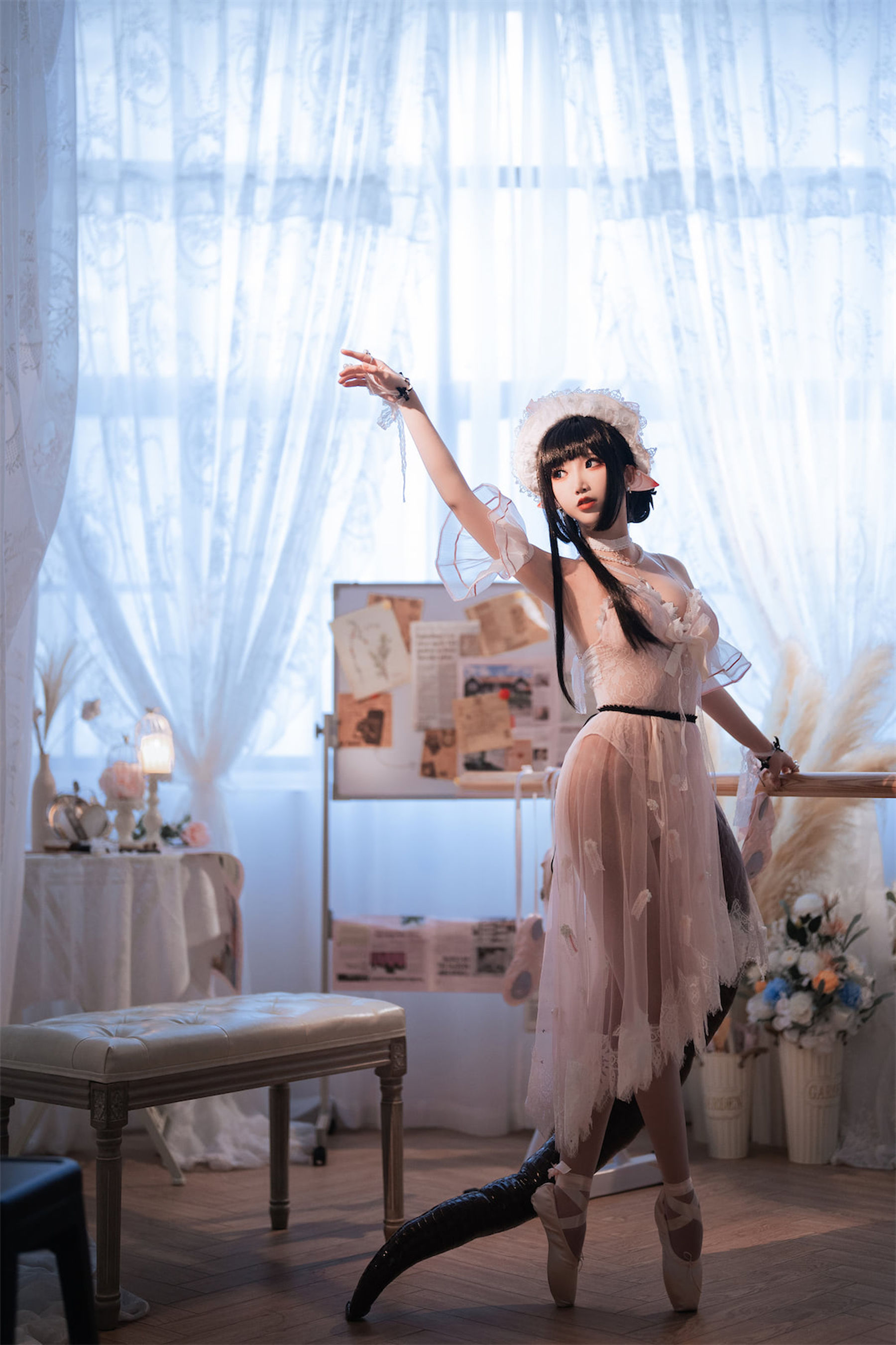 [福利COS] 可爱人气Coser面饼仙儿&amp;amp;半半子 - Arknights 黑x森蚺バレエ第18张