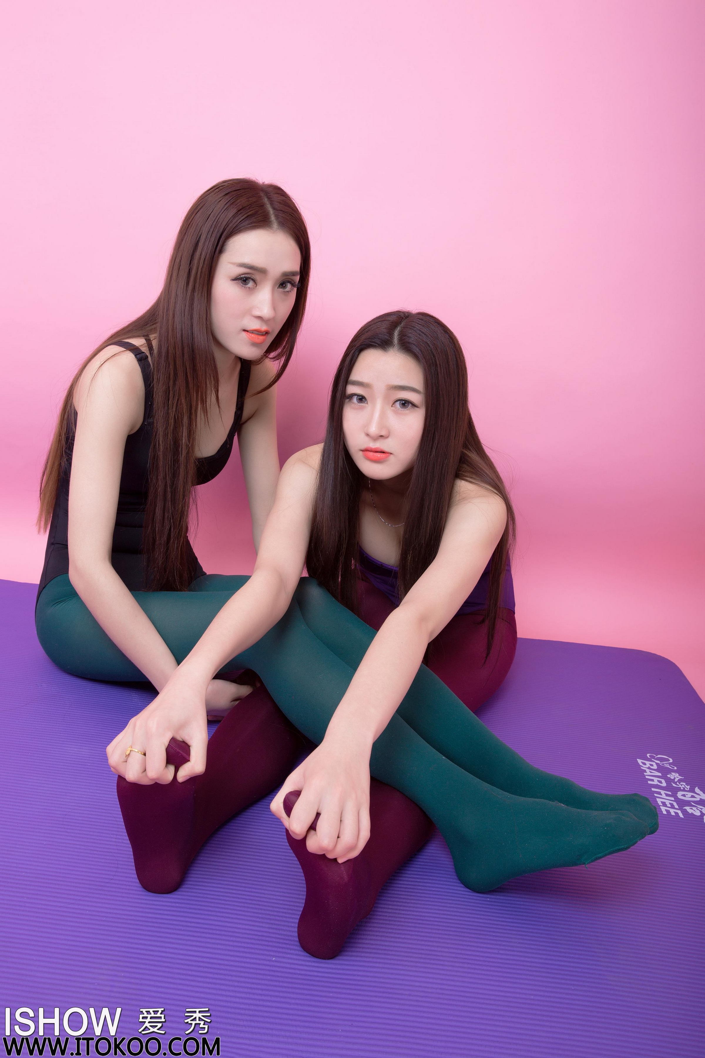 [ISHOW爱秀]吊带连体运动内衣美女Model 小汝Ruby ＆ 小煜CC 连身丝袜美腿性感写真 2016-02-01 No.028第11张