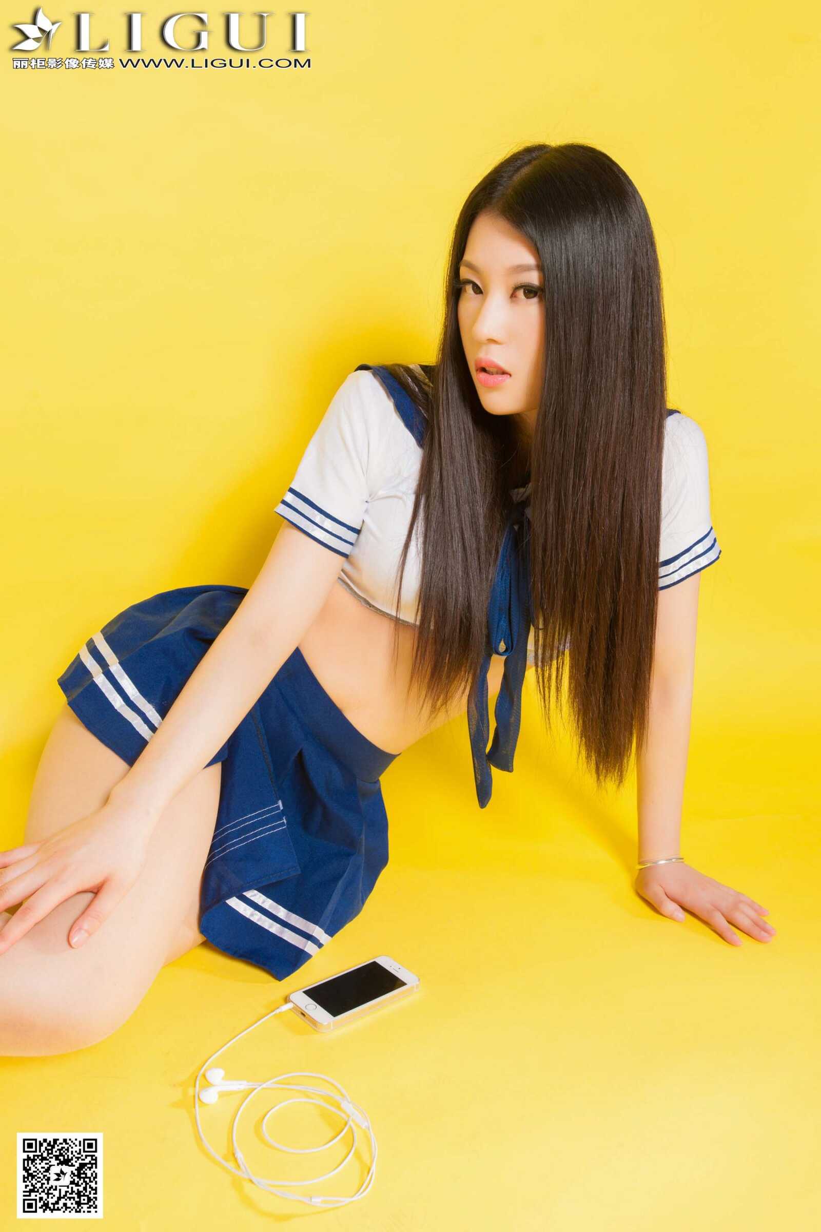 [丽柜LiGui] Model 佳怡《长发水手服美女丝足》美腿第5张