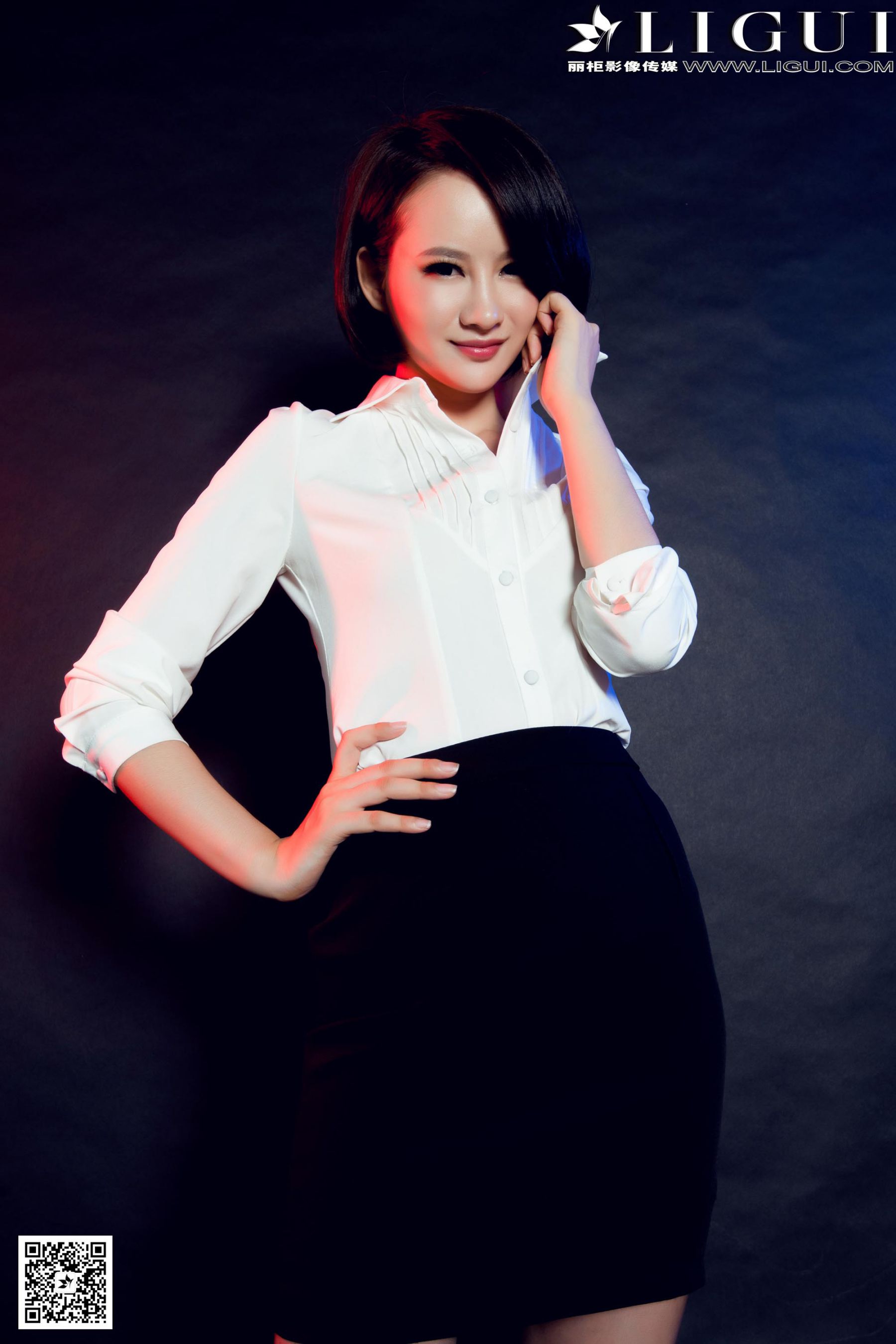 [丽柜LiGui] Model AMY《红高跟短发灰丝女郎》美腿玉第12张