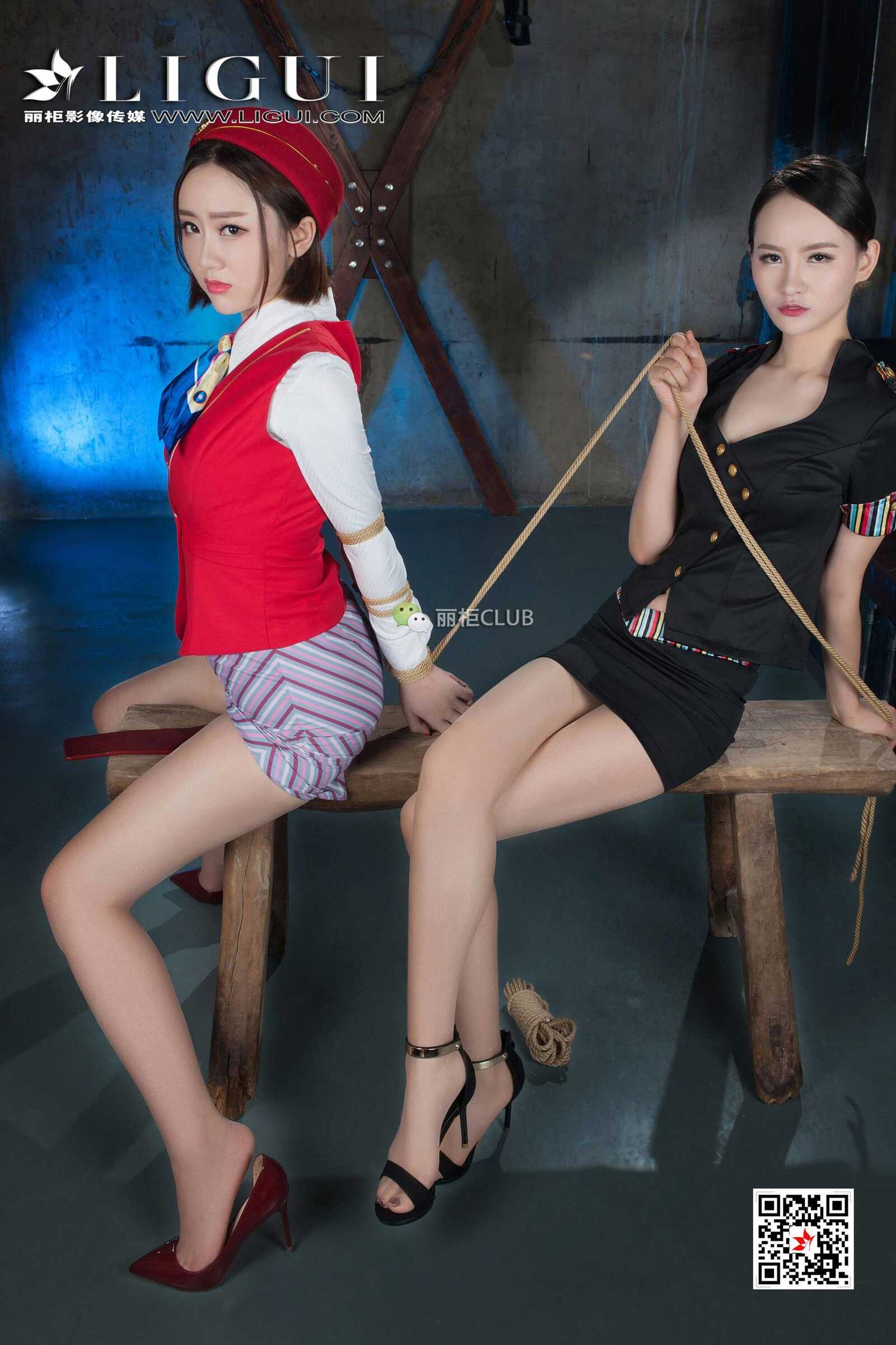 腿模Amy&amp;amp;腿模然然《空姐丝袜美束》 [丽柜LIG第10张
