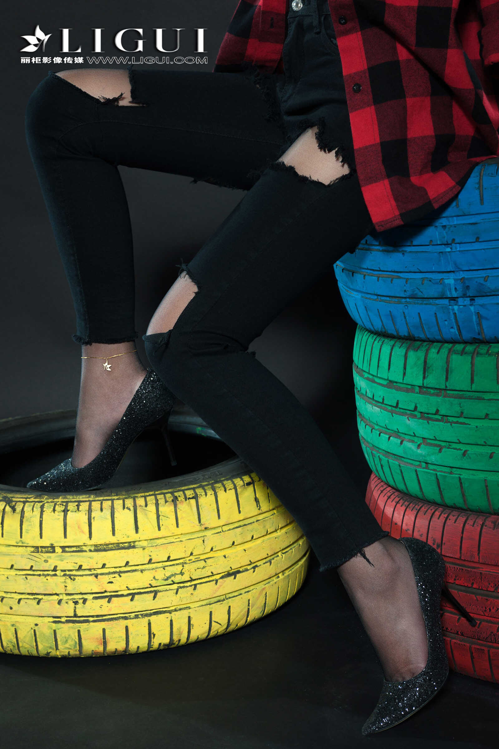 赵维拉《牛仔黑丝女郎》 [丽柜Ligui] 网络丽人 写第16张