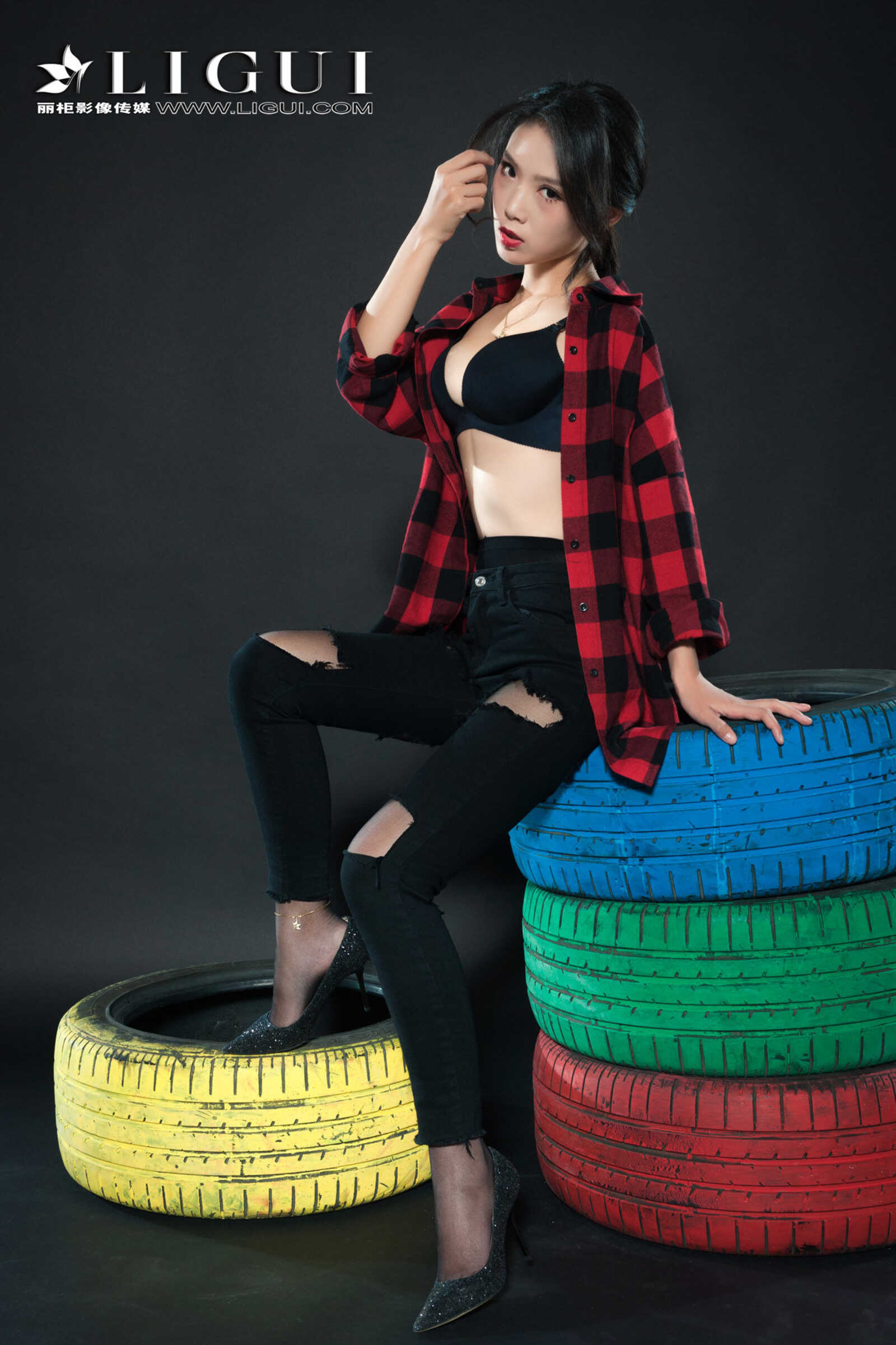 赵维拉《牛仔黑丝女郎》 [丽柜Ligui] 网络丽人 写第17张