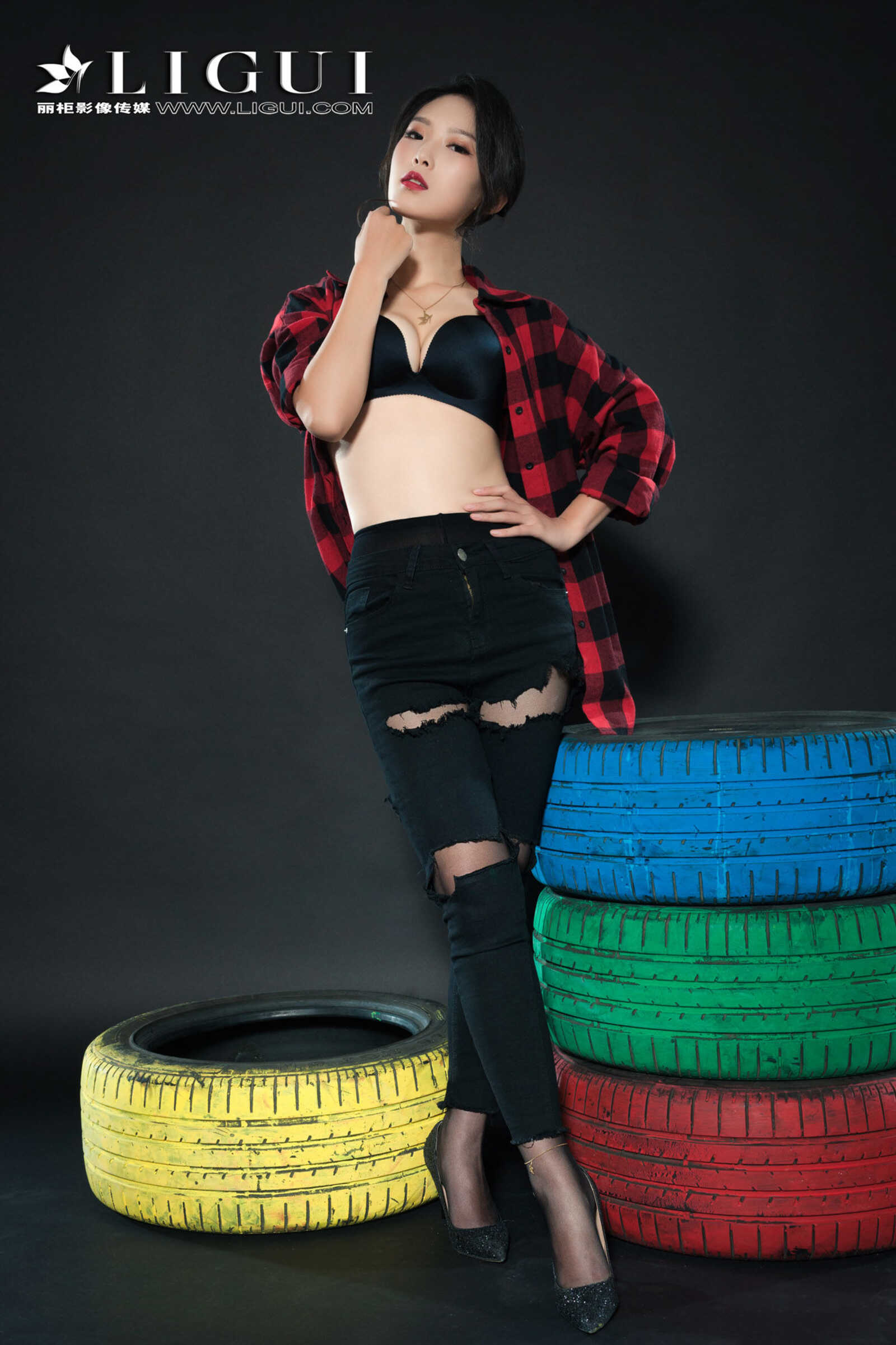 赵维拉《牛仔黑丝女郎》 [丽柜Ligui] 网络丽人 写第15张
