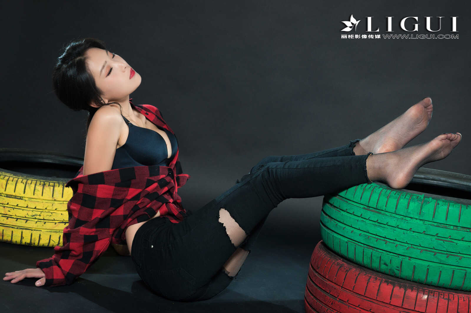 赵维拉《牛仔黑丝女郎》 [丽柜Ligui] 网络丽人 写第3张