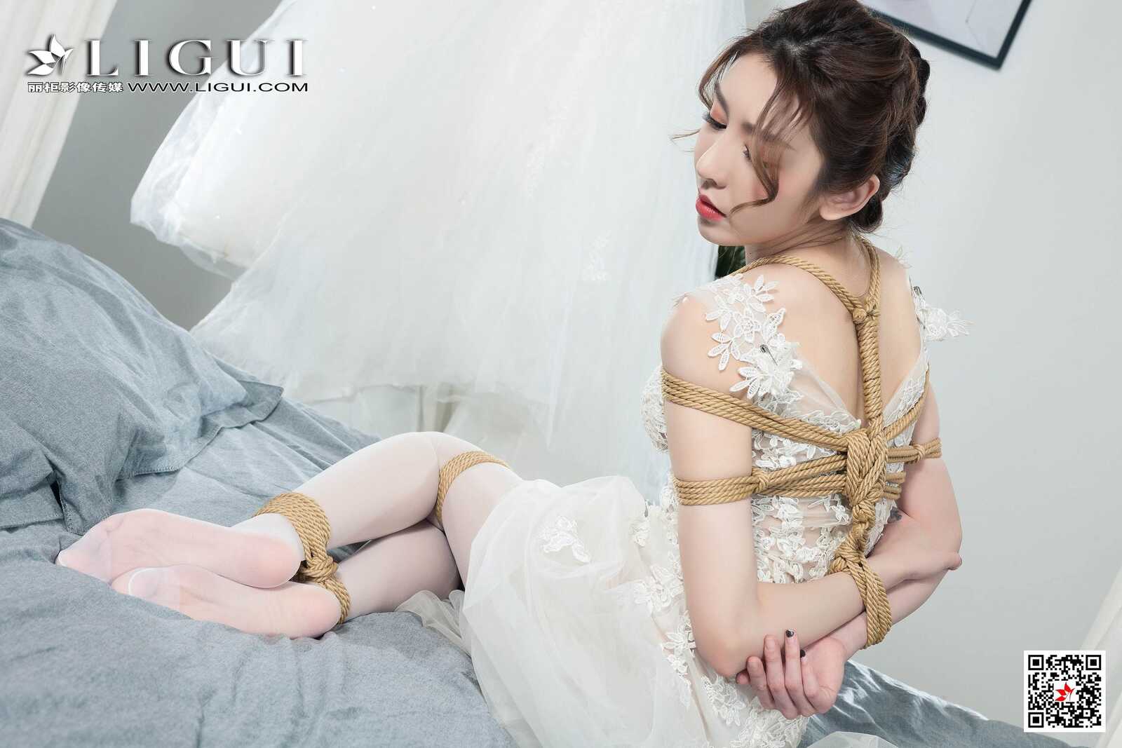 腿模兔子《婚纱白丝捆绑绳艺》 [丽柜美束Ligui第3张
