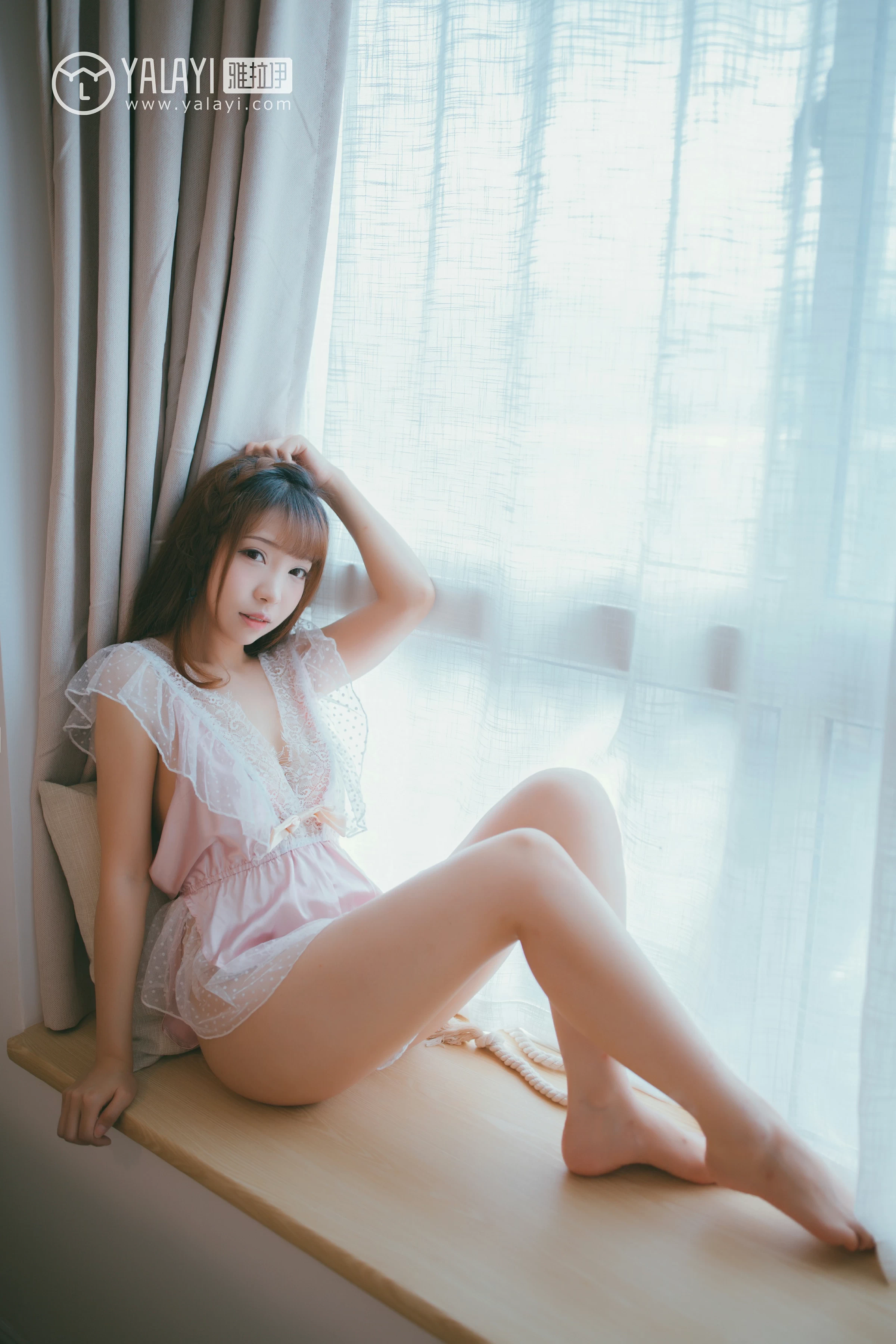 [YALAYI雅拉伊]NO.064 凝望 水花儿 透视情趣内衣与淡蓝色蕾丝睡衣性感私房写真集第4张