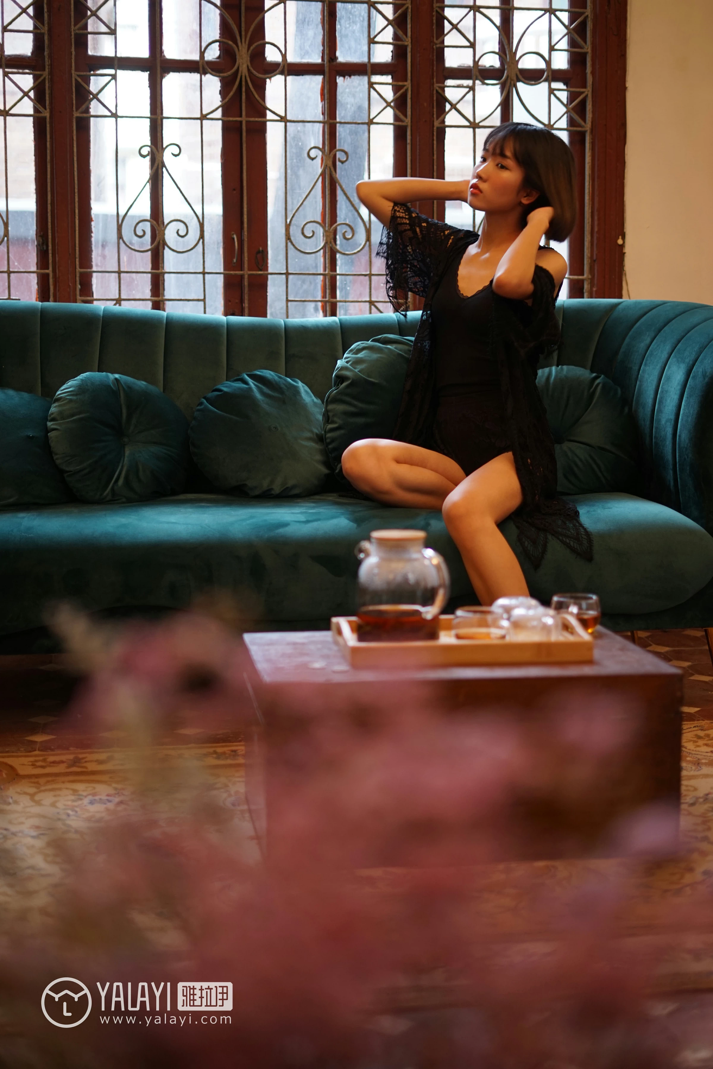 [YALAYI雅拉伊]NO.084 淤青 公主小兔子 黑色透视上衣加蕾丝镂空短裤性感私房写真集第2张