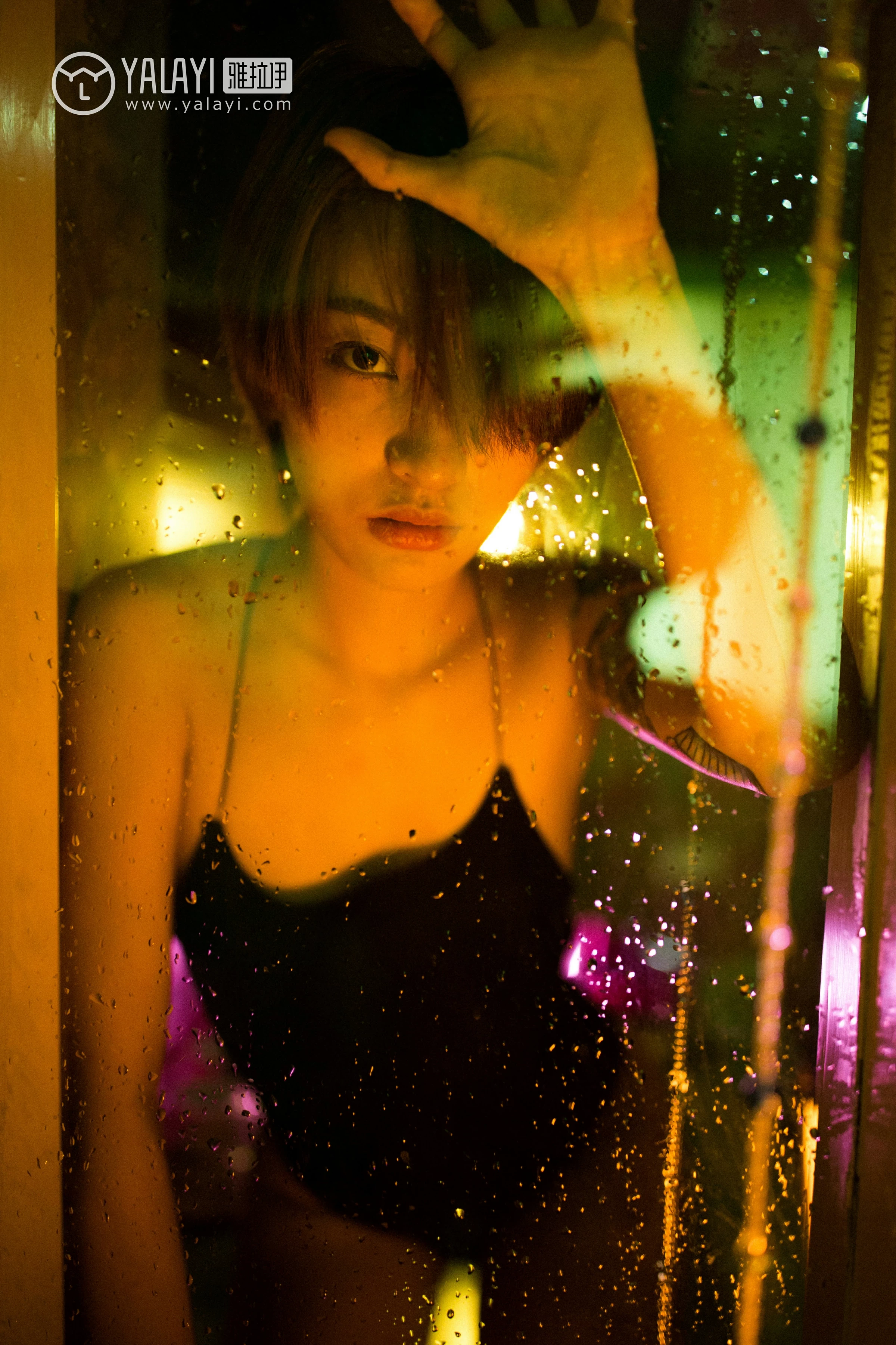[YALAYI雅拉伊]NO.085 光 李木木 黑色连体比基尼泳装湿身诱惑性感私房写真集第6张