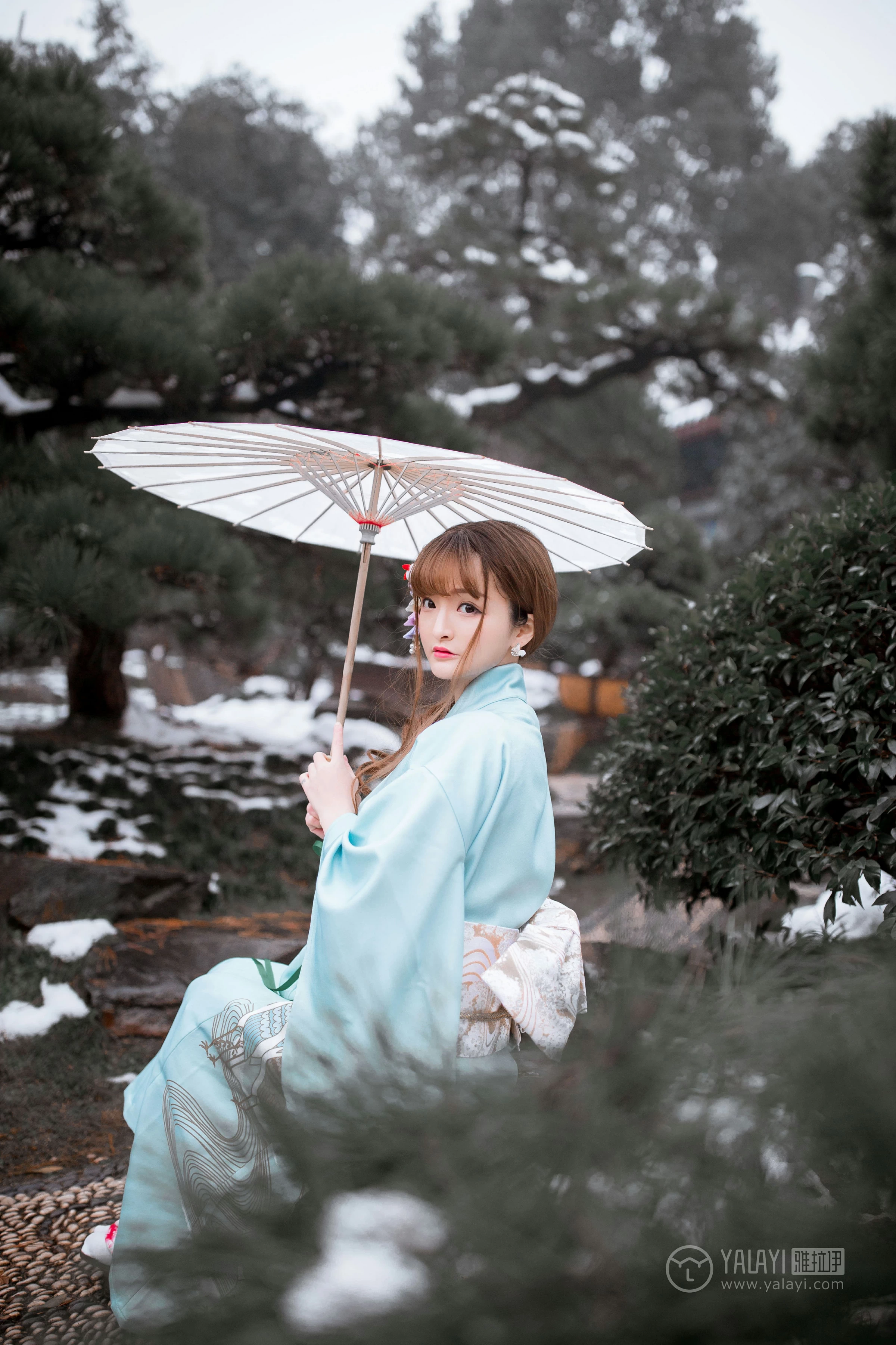 [YALAYI雅拉伊]No.192 赏雪 团团 淡蓝色和服性感私房写真集第6张
