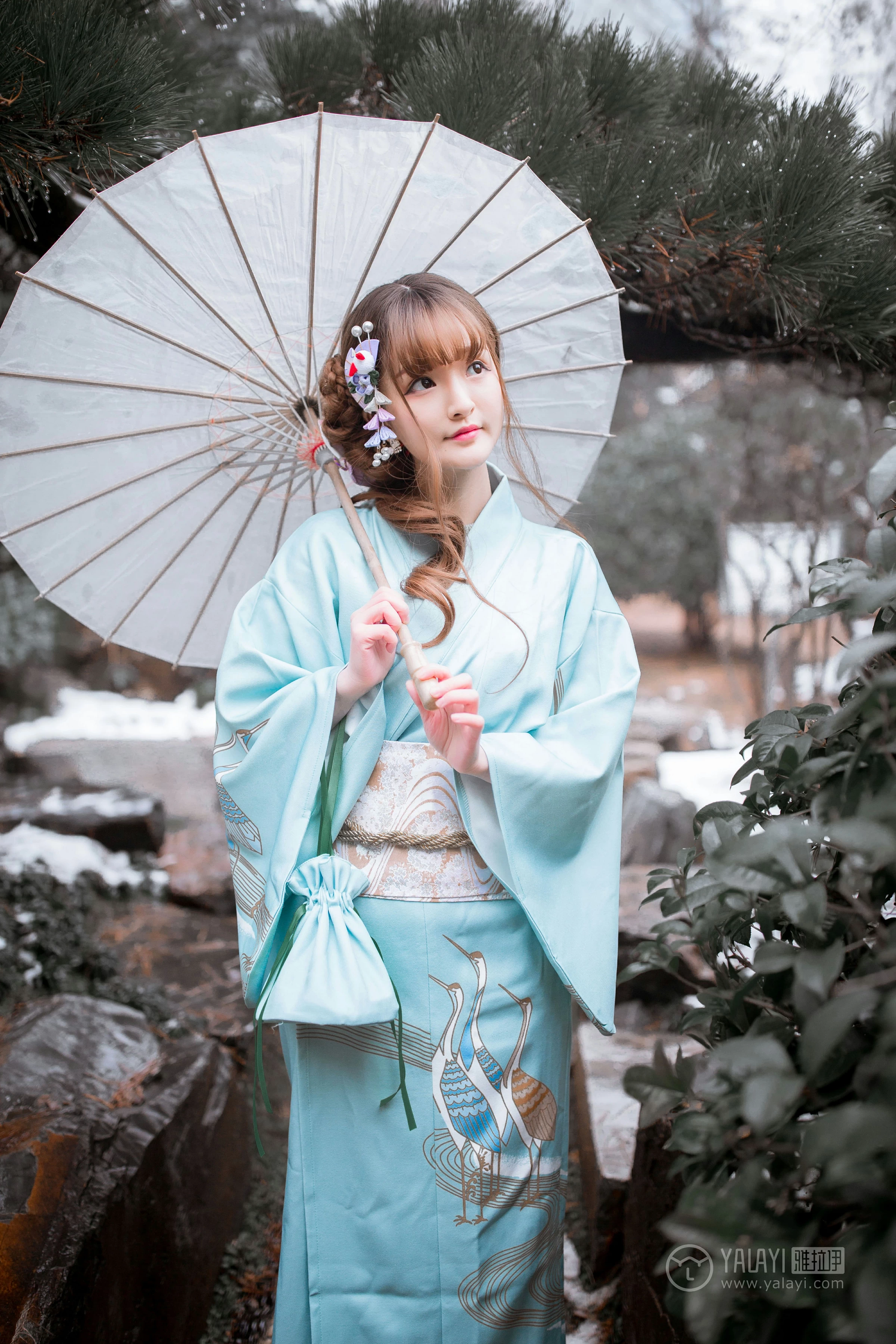 [YALAYI雅拉伊]No.192 赏雪 团团 淡蓝色和服性感私房写真集第9张