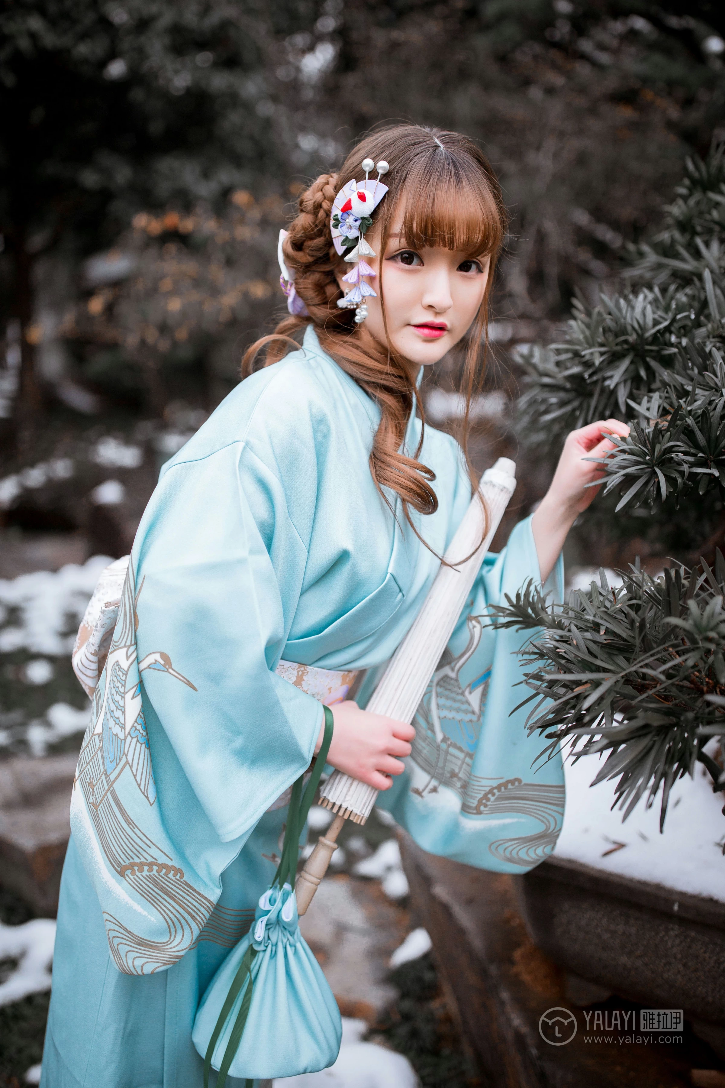 [YALAYI雅拉伊]No.192 赏雪 团团 淡蓝色和服性感私房写真集第12张