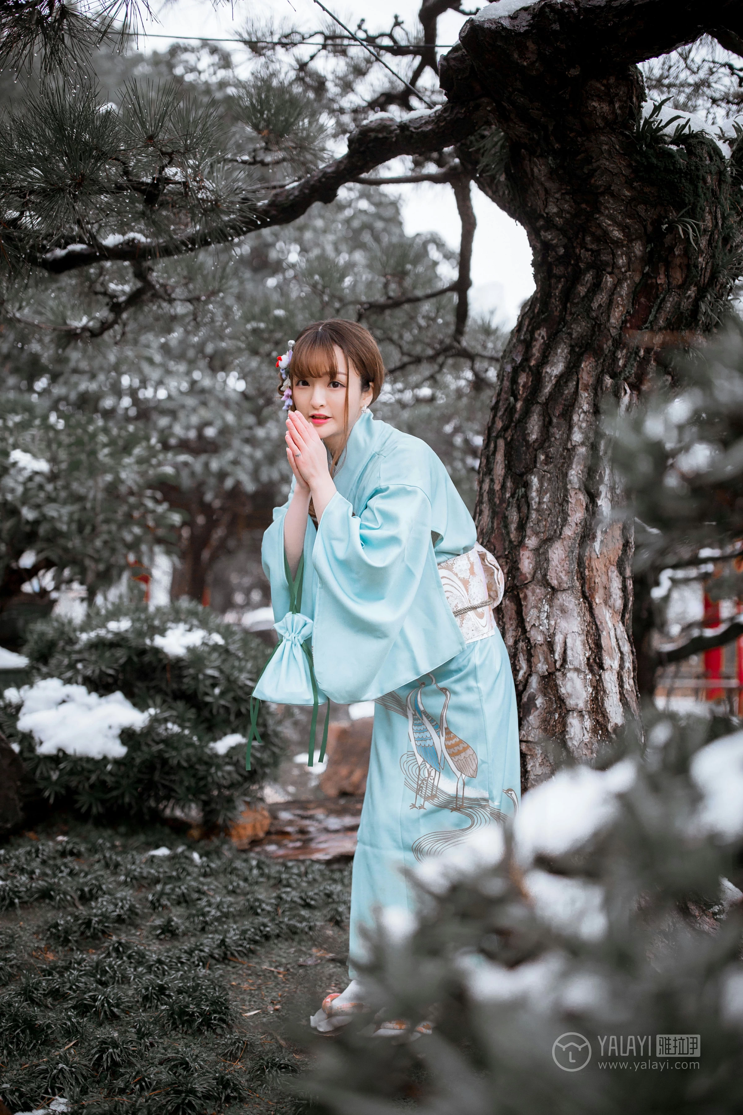 [YALAYI雅拉伊]No.192 赏雪 团团 淡蓝色和服性感私房写真集第15张