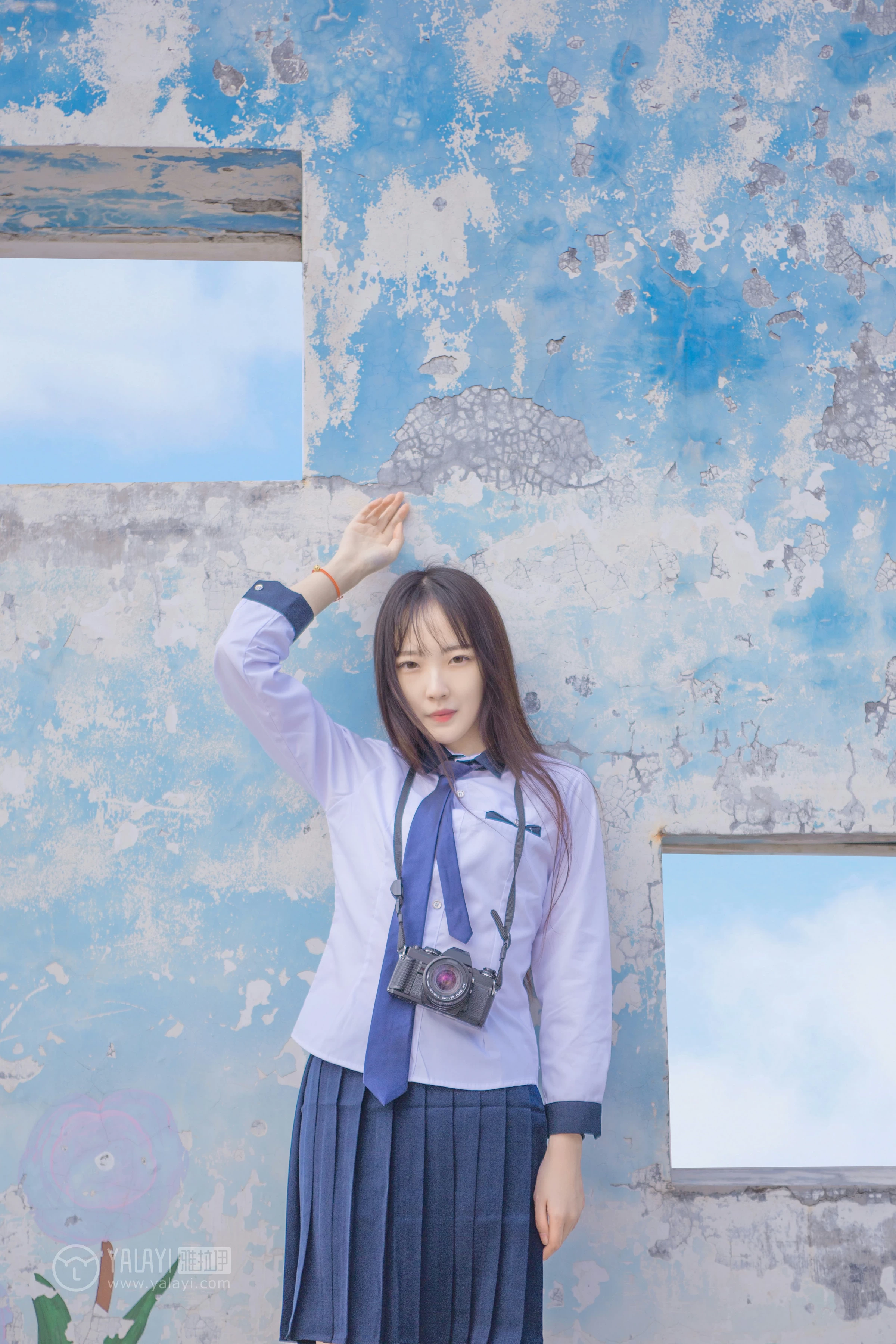 [YALAYI雅拉伊]No.229 小清新 文慧慧 日本高中女生制服与短裙加黑色丝袜美腿性感私房写真集第14张