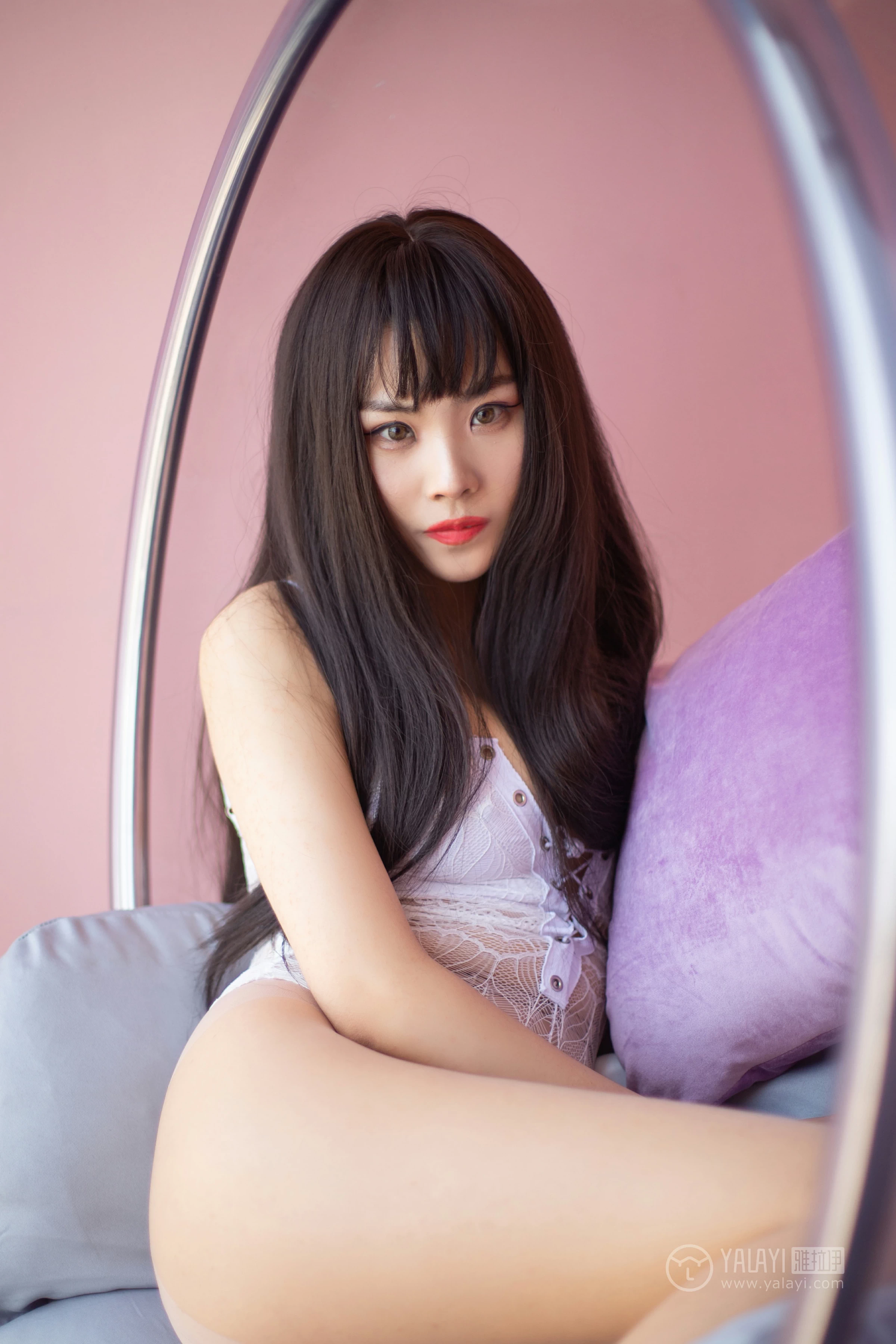 [YALAYI雅拉伊]No.288 欲盖弥彰 沫沫 白色透视情趣内衣加肉色丝袜美腿性感私房写真集第9张