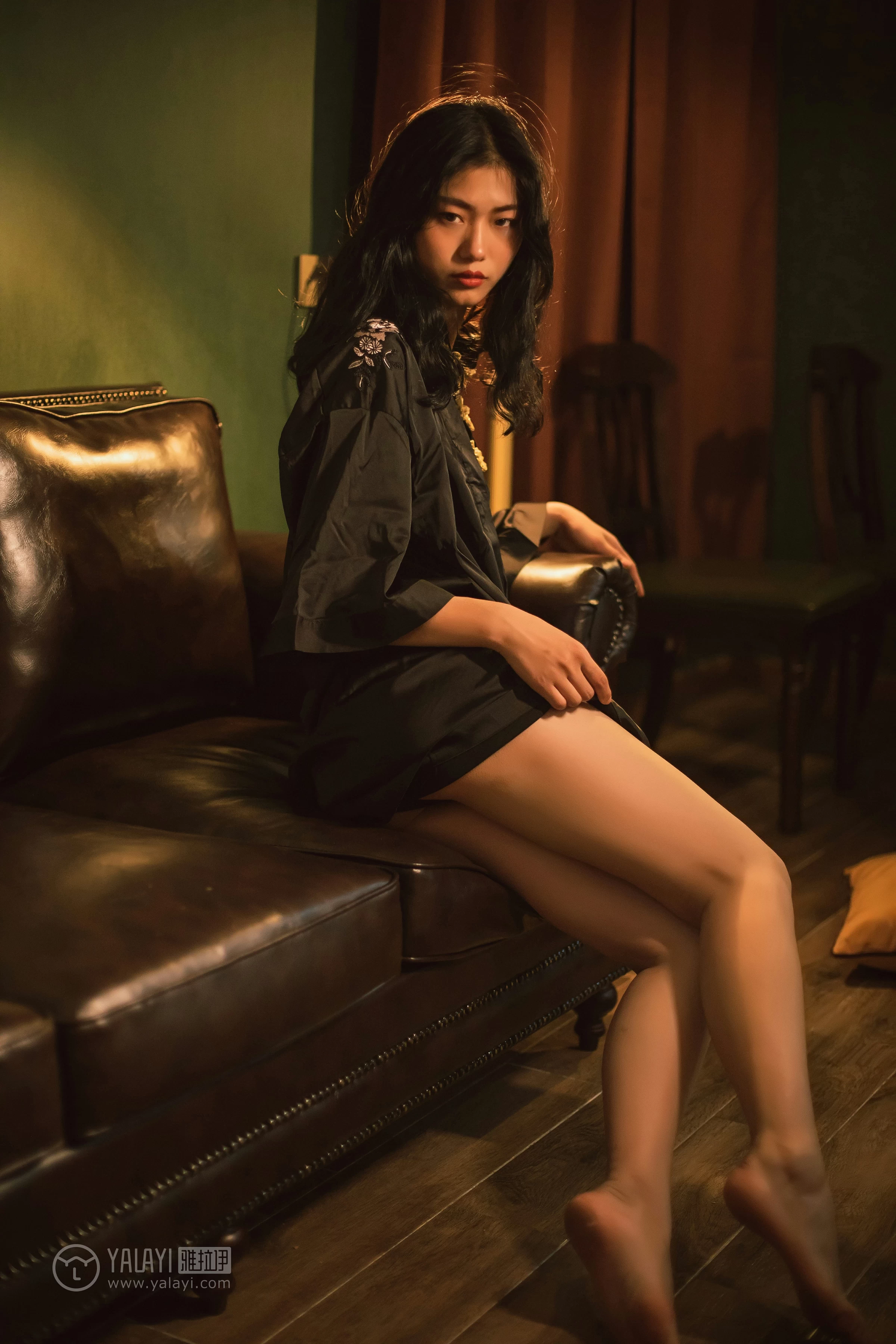 [YALAYI雅拉伊]No.309 夜来香 和风 黑色睡衣加黑色情趣旗袍性感私房写真集第11张