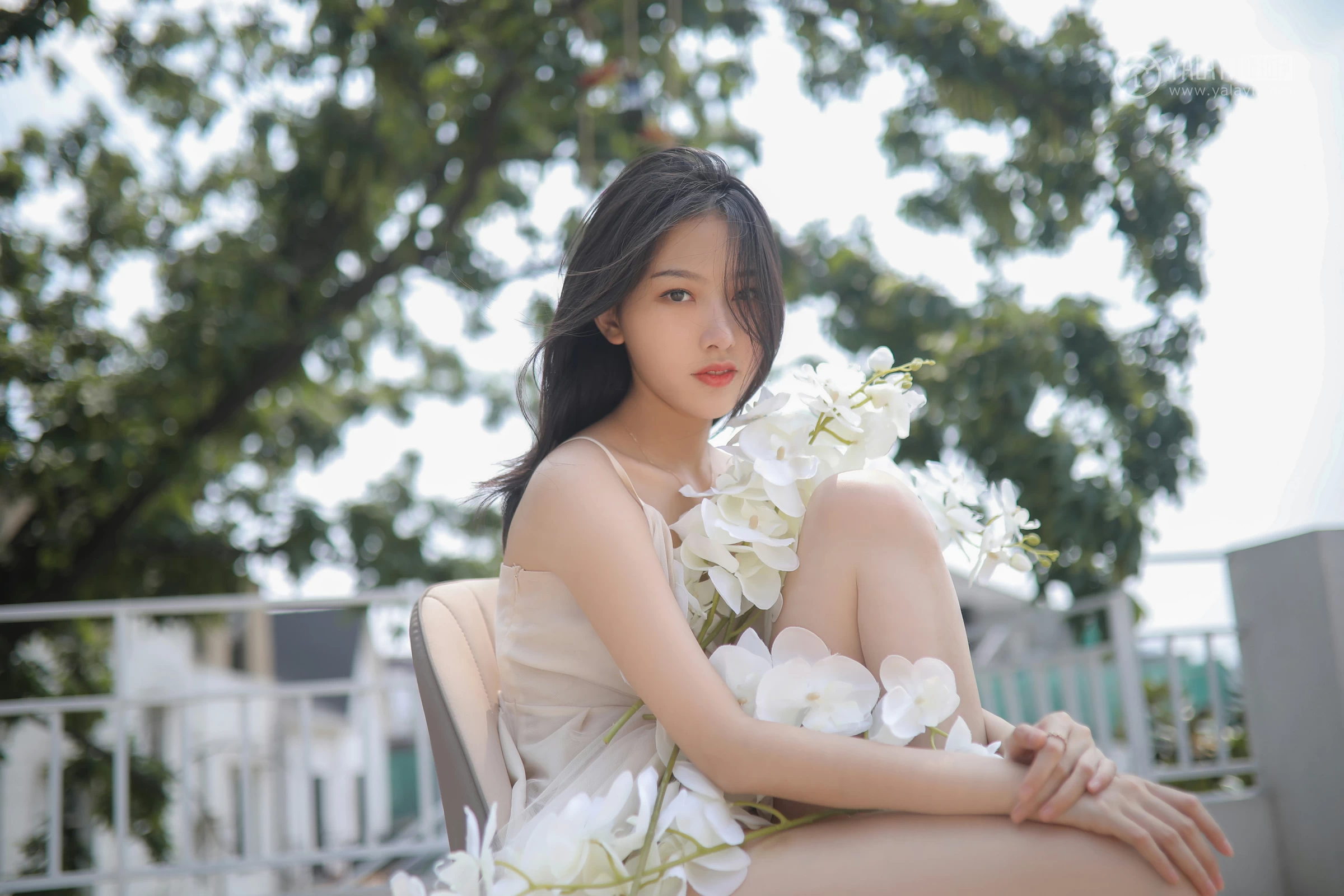 [YALAYI雅拉伊]No.310 听风 白璐 仙气飘飘 白色吊带连衣裙性感私房写真集第14张
