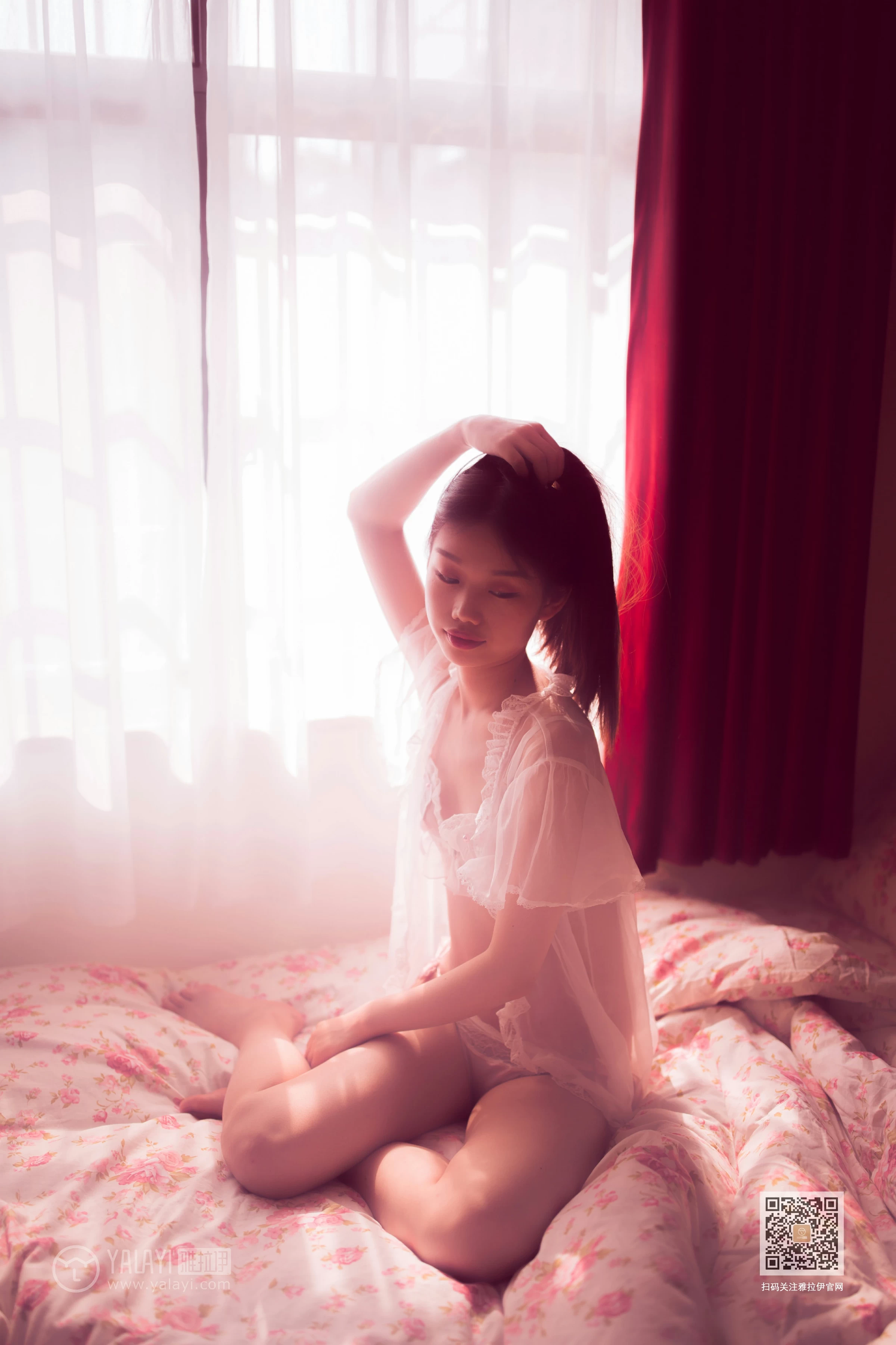 [YALAYI雅拉伊]No.394 情深深 加奈 白色透视睡衣加情趣内衣性感私房写真集第1张