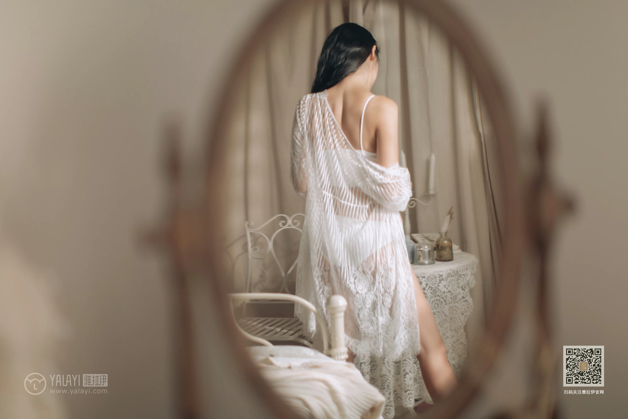 [YALAYI雅拉伊]Vol.423 好想告诉你 仓儿 白色透视镂空睡衣加白色内衣性感私房写真集第13张