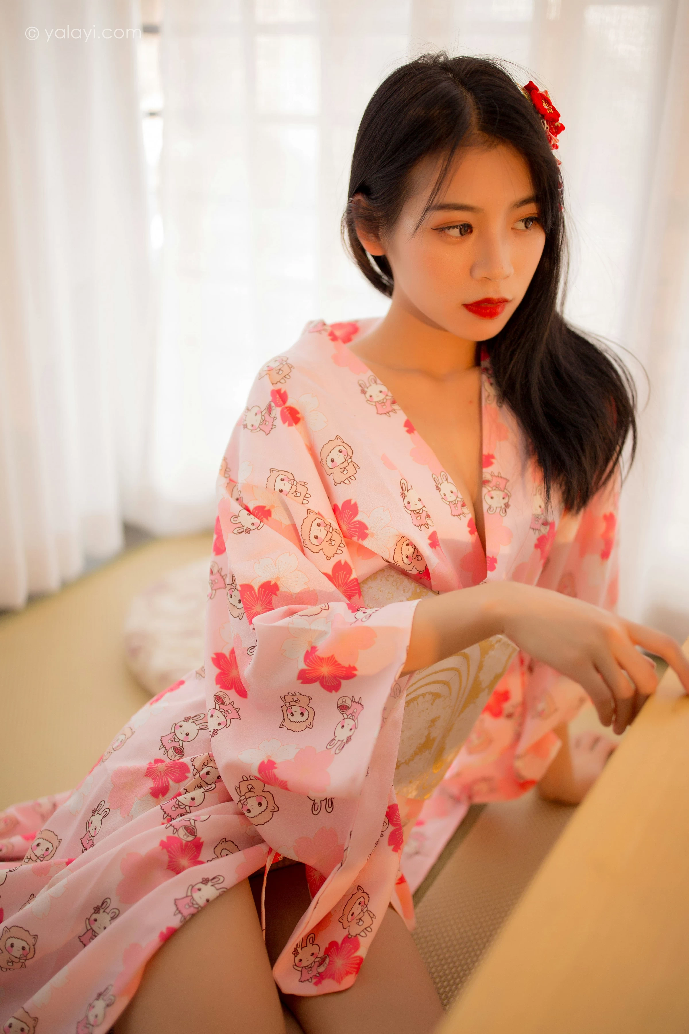 [YALAYI雅拉伊]NO.679 《花香自来》 丽雅 粉色和服居家性感私房写真集第4张