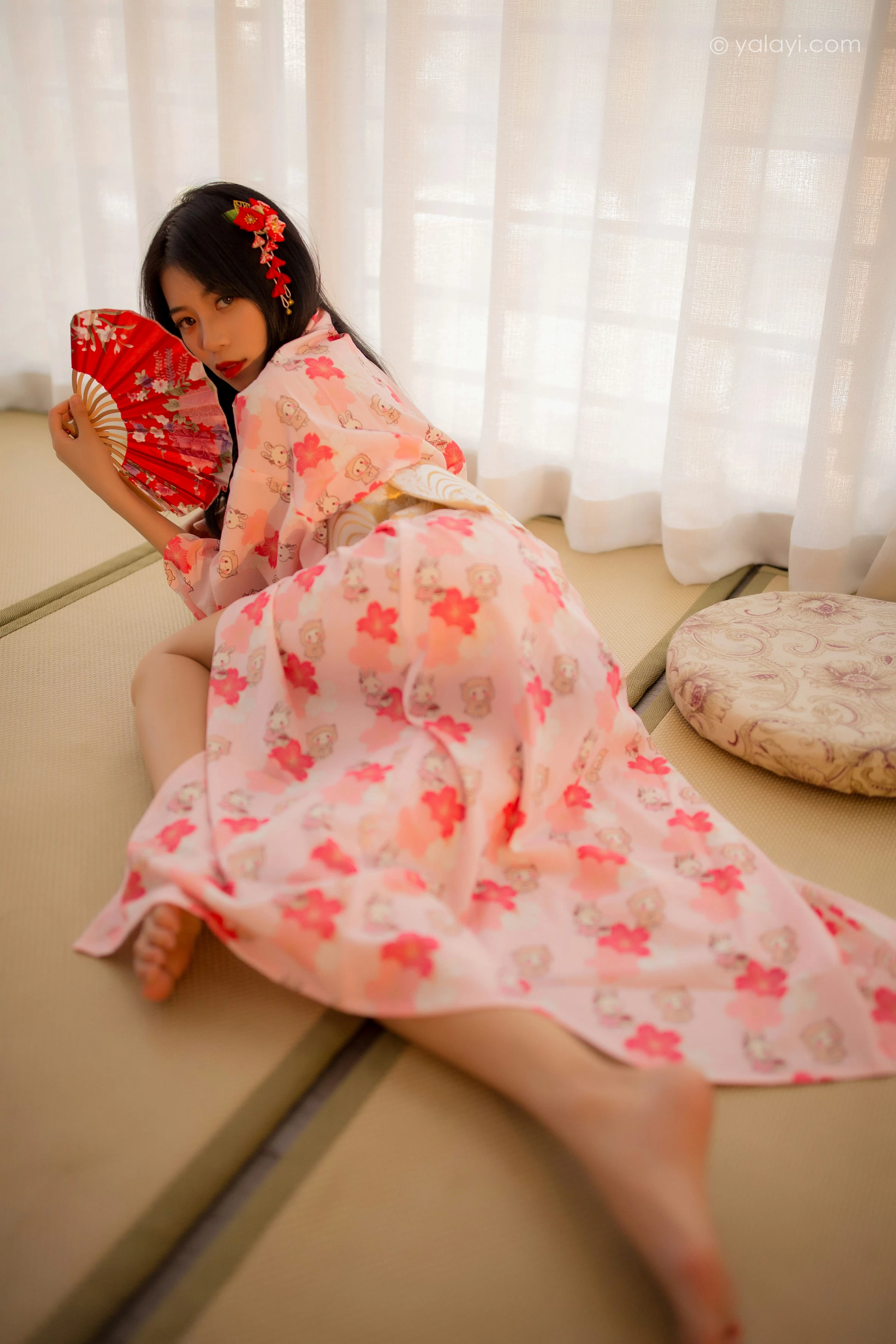 [YALAYI雅拉伊]NO.679 《花香自来》 丽雅 粉色和服居家性感私房写真集第6张