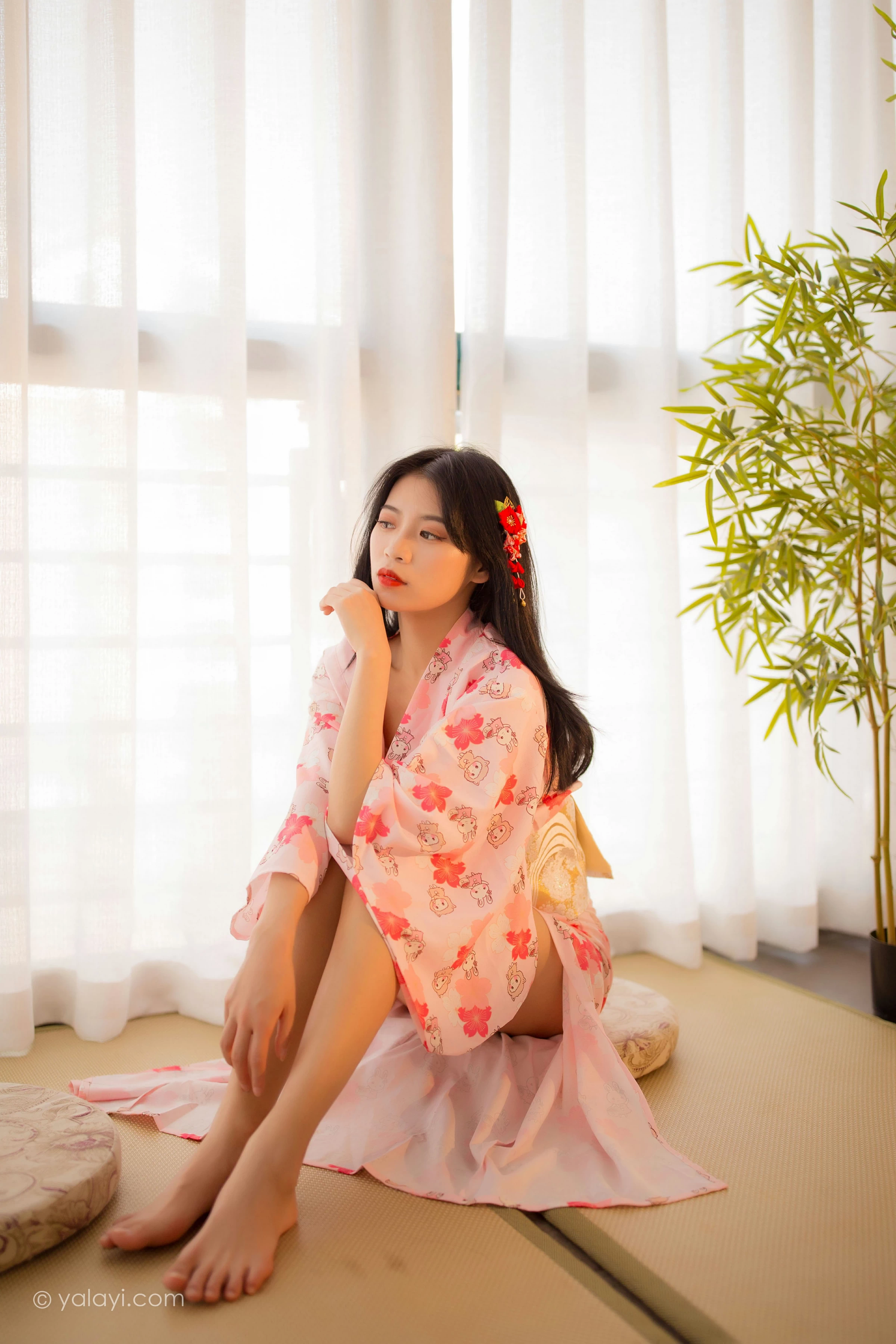 [YALAYI雅拉伊]NO.679 《花香自来》 丽雅 粉色和服居家性感私房写真集第10张