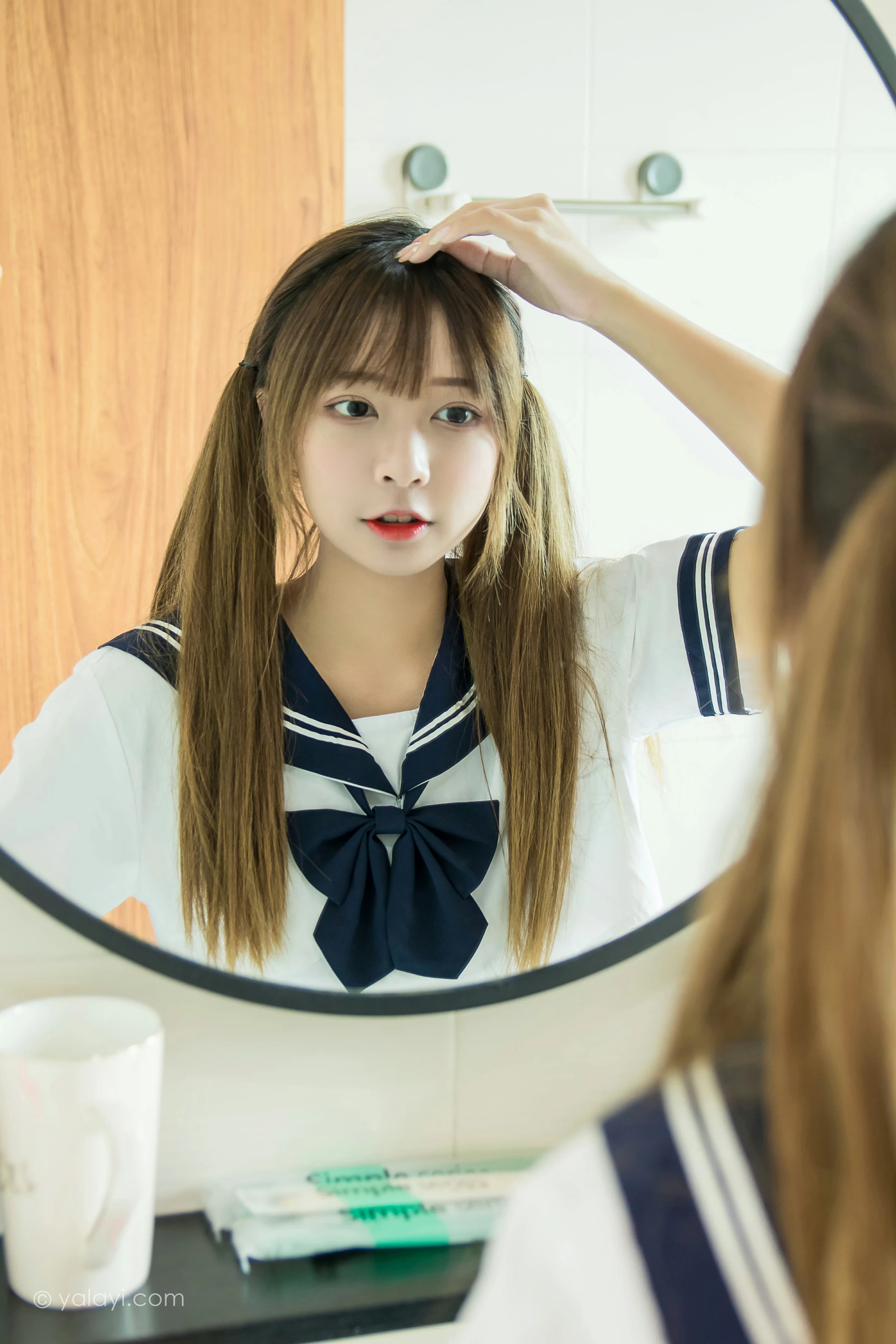 [YALAYI雅拉伊]NO.681 《少女的夏天》 阿禾 JK水手制服加蓝色紧身连体体操服性感私房写真集第17张