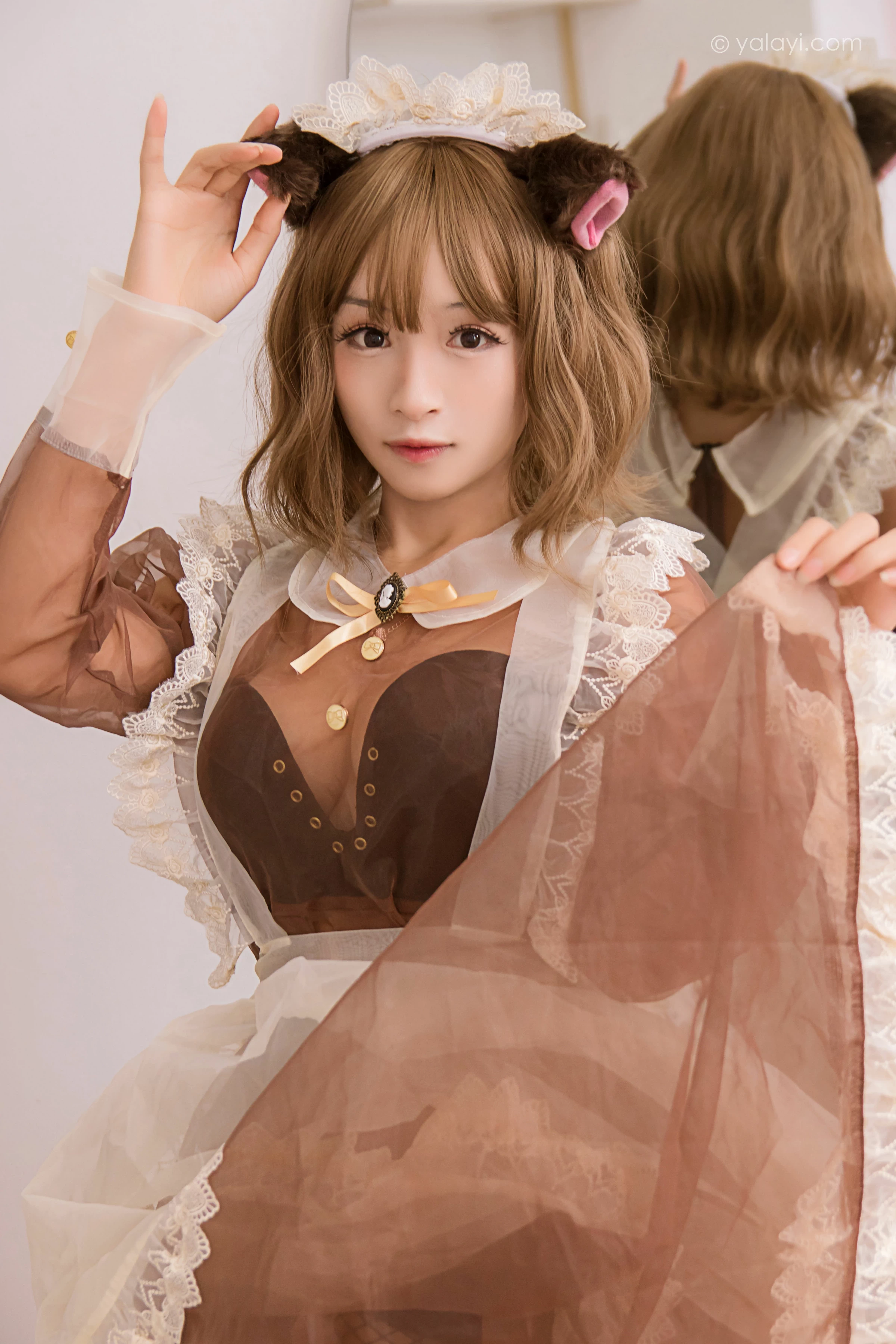 [YALAYI雅拉伊]NO.718 《兽耳厨娘》 艾丽 透视情趣制服裙加黑色内衣性感私房写真集第10张